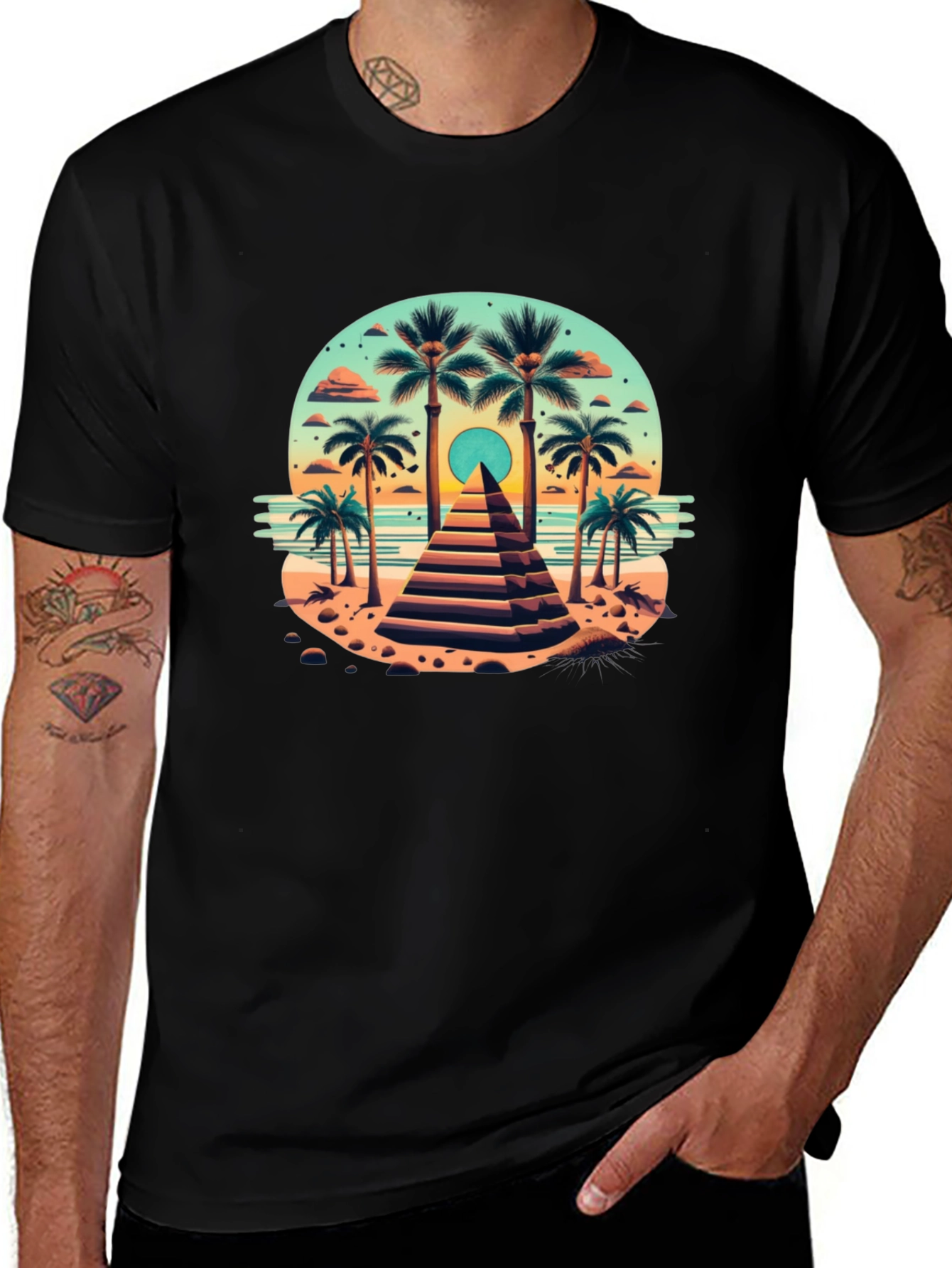 Tropical Pyramid T-Shirt - Beach Vibes