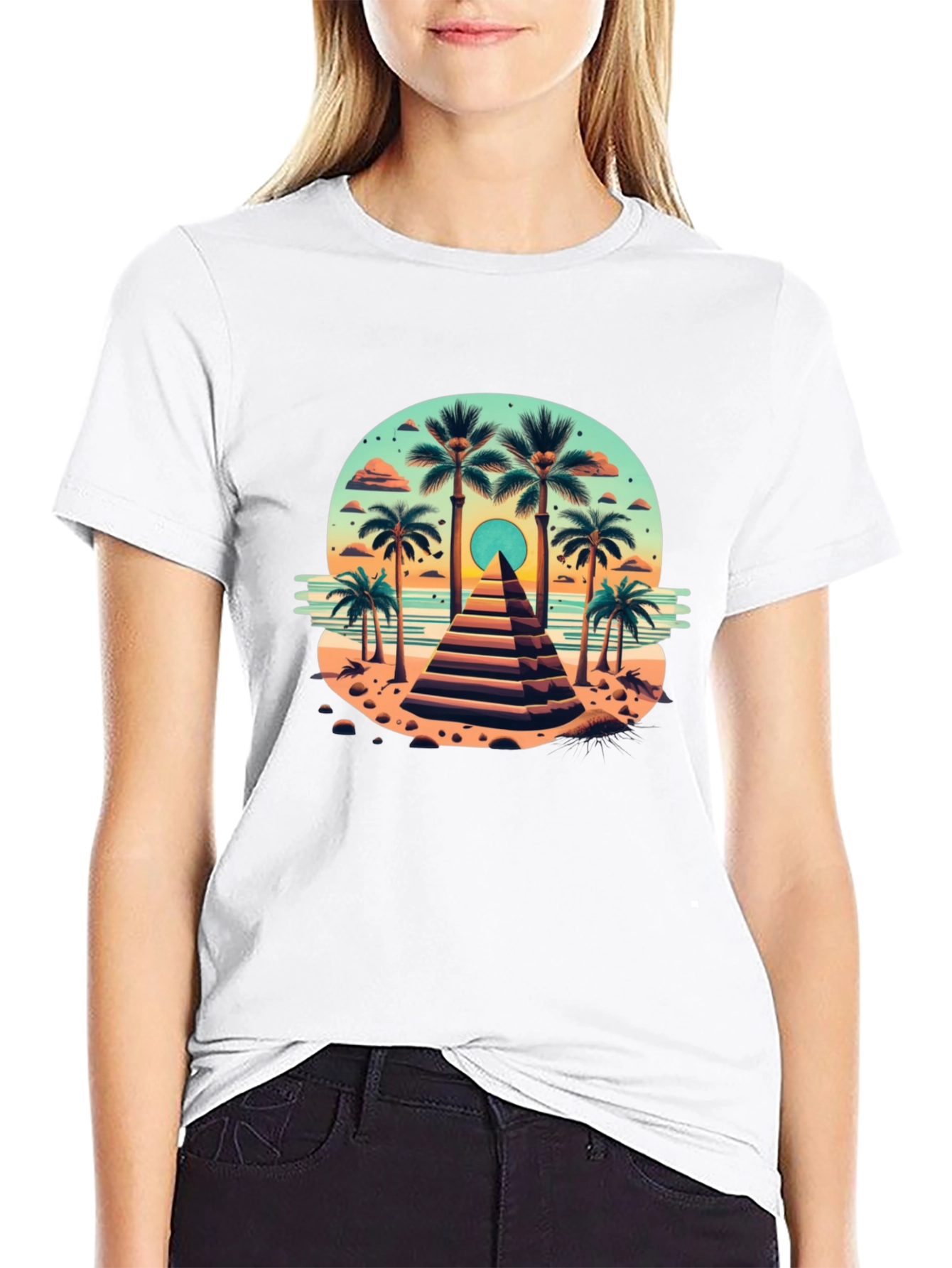 Tropical Pyramid T-Shirt - Beach Vibes