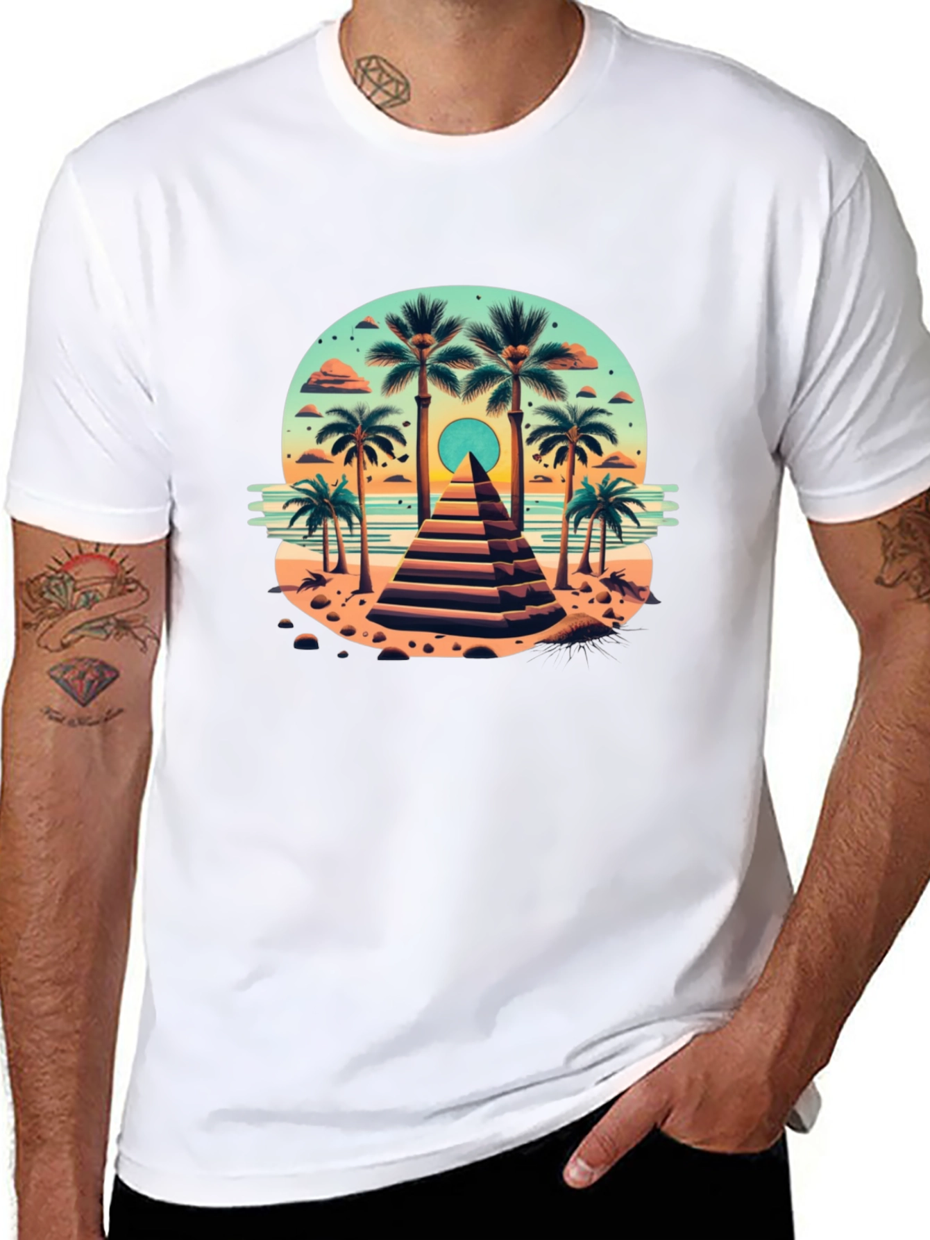 Tropical Pyramid T-Shirt - Beach Vibes