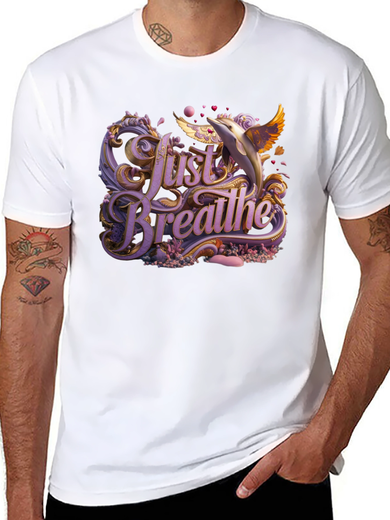 Just Breathe Graphic Tee - Dolphin Design