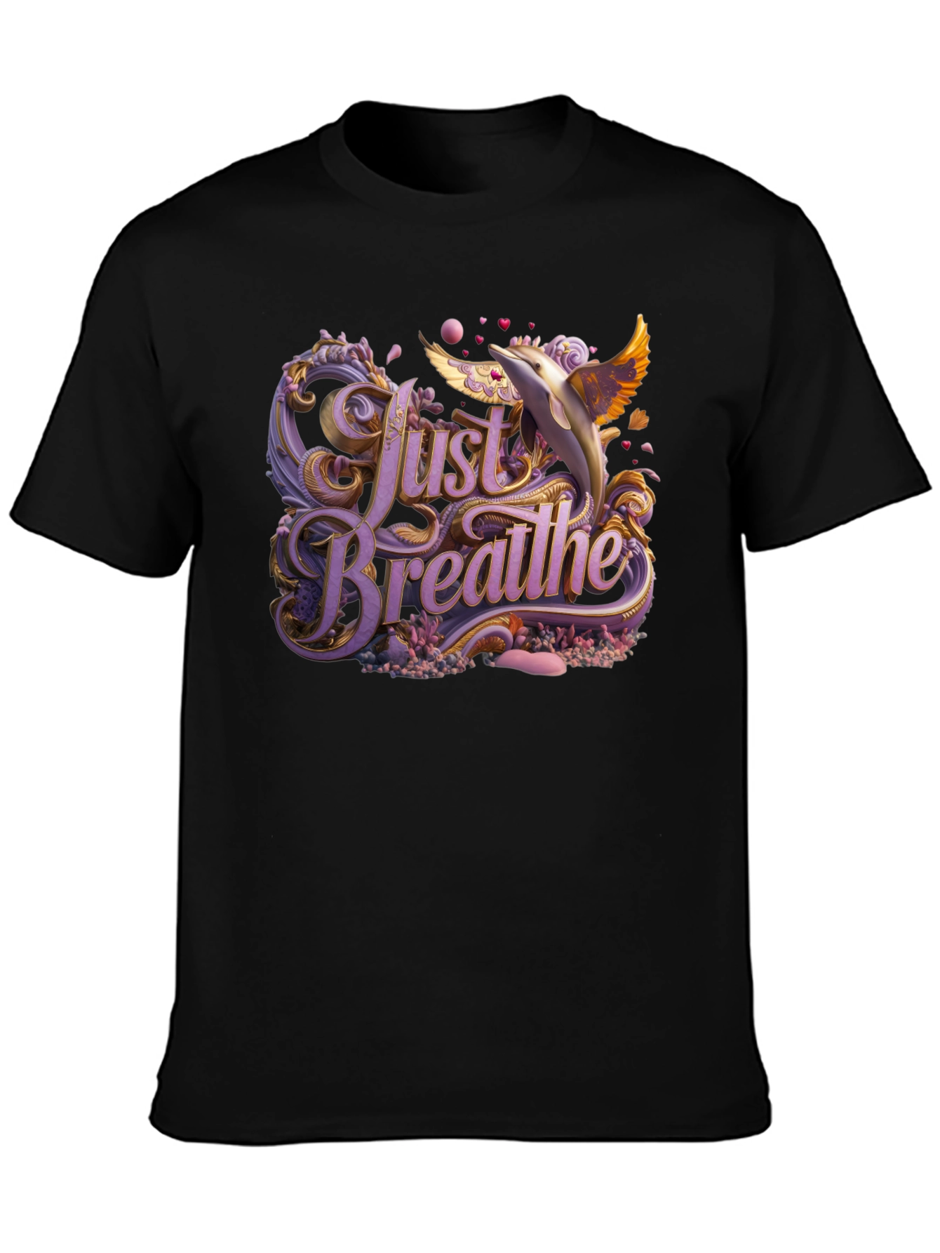 Just Breathe Graphic Tee - Dolphin Design