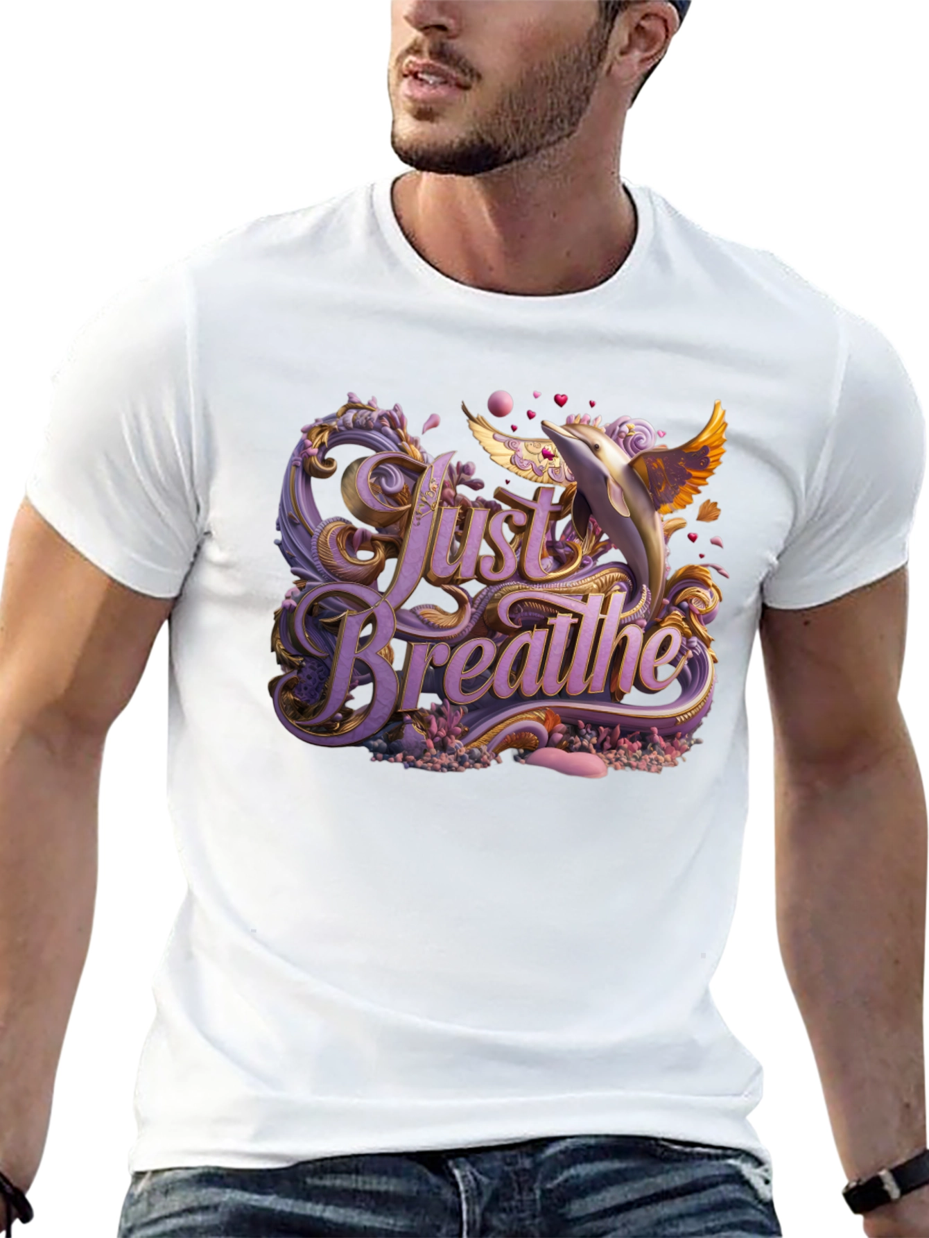 Just Breathe Graphic Tee - Dolphin Design
