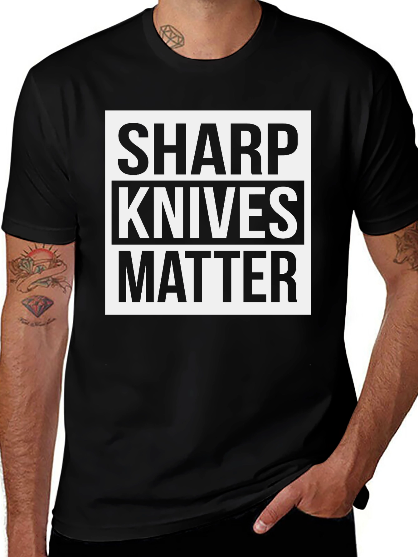 Sharp Knives Matter Graphic Tee - Black Cotton