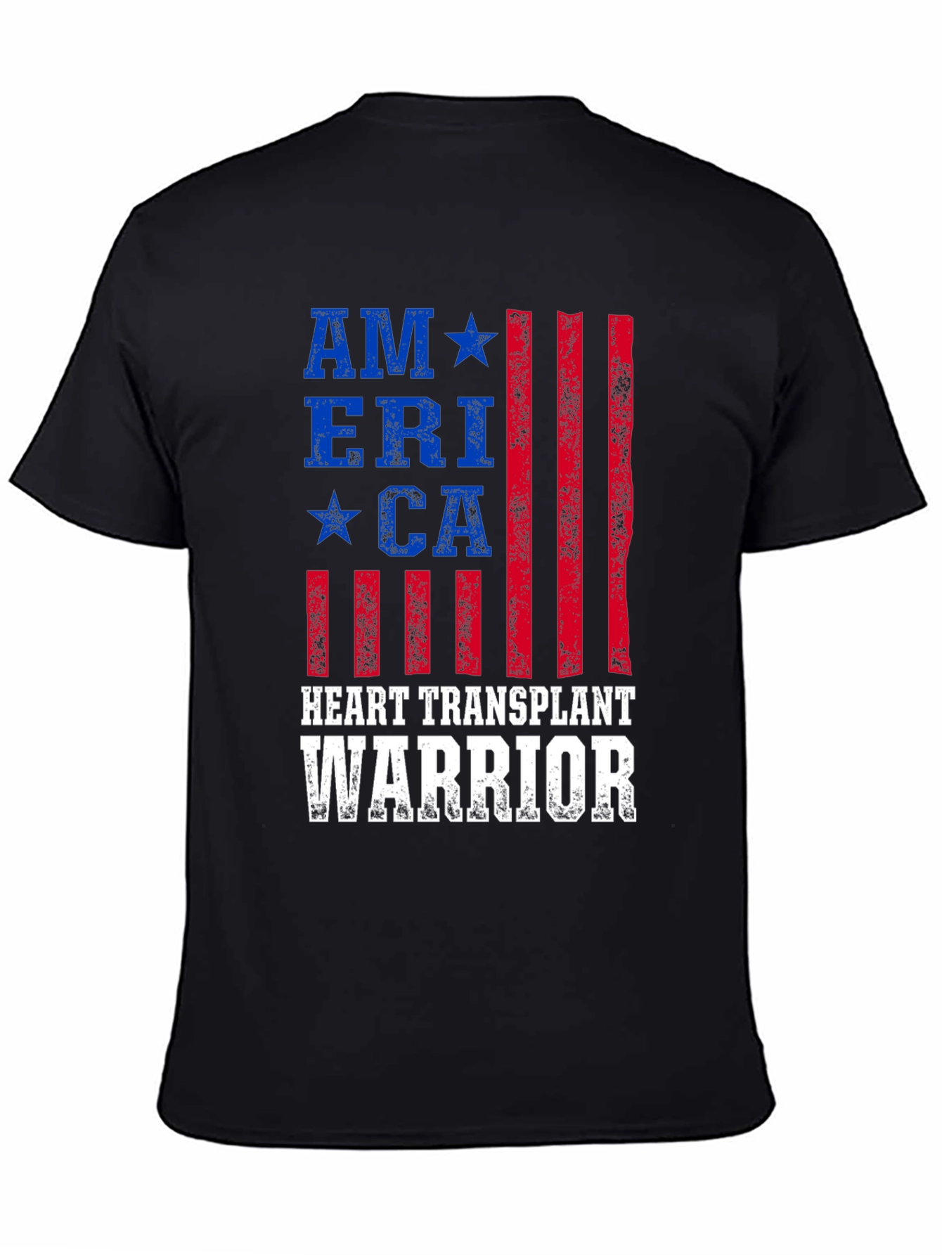 Heart Transplant Warrior American Flag Graphic T-Shirt