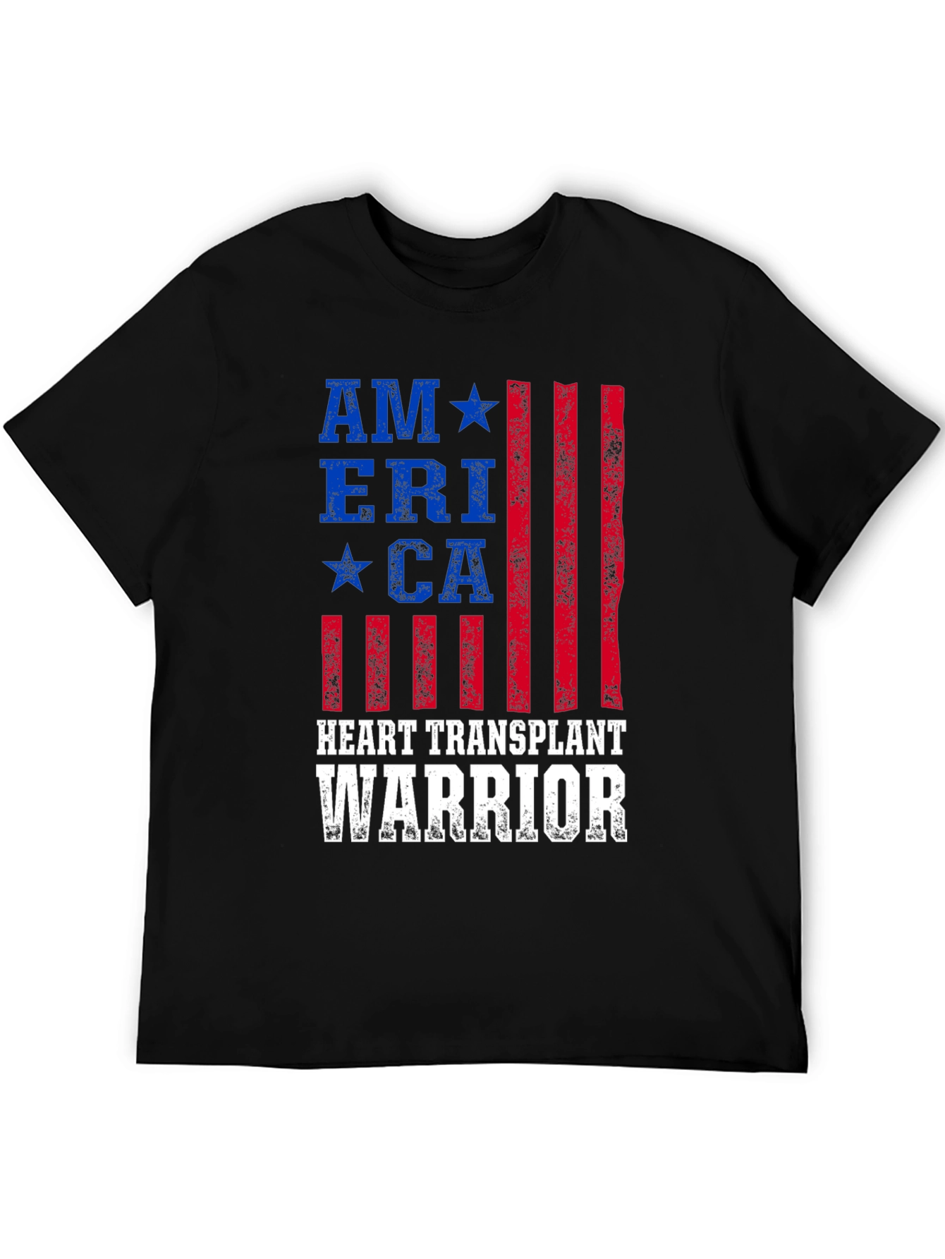 Heart Transplant Warrior American Flag Graphic T-Shirt