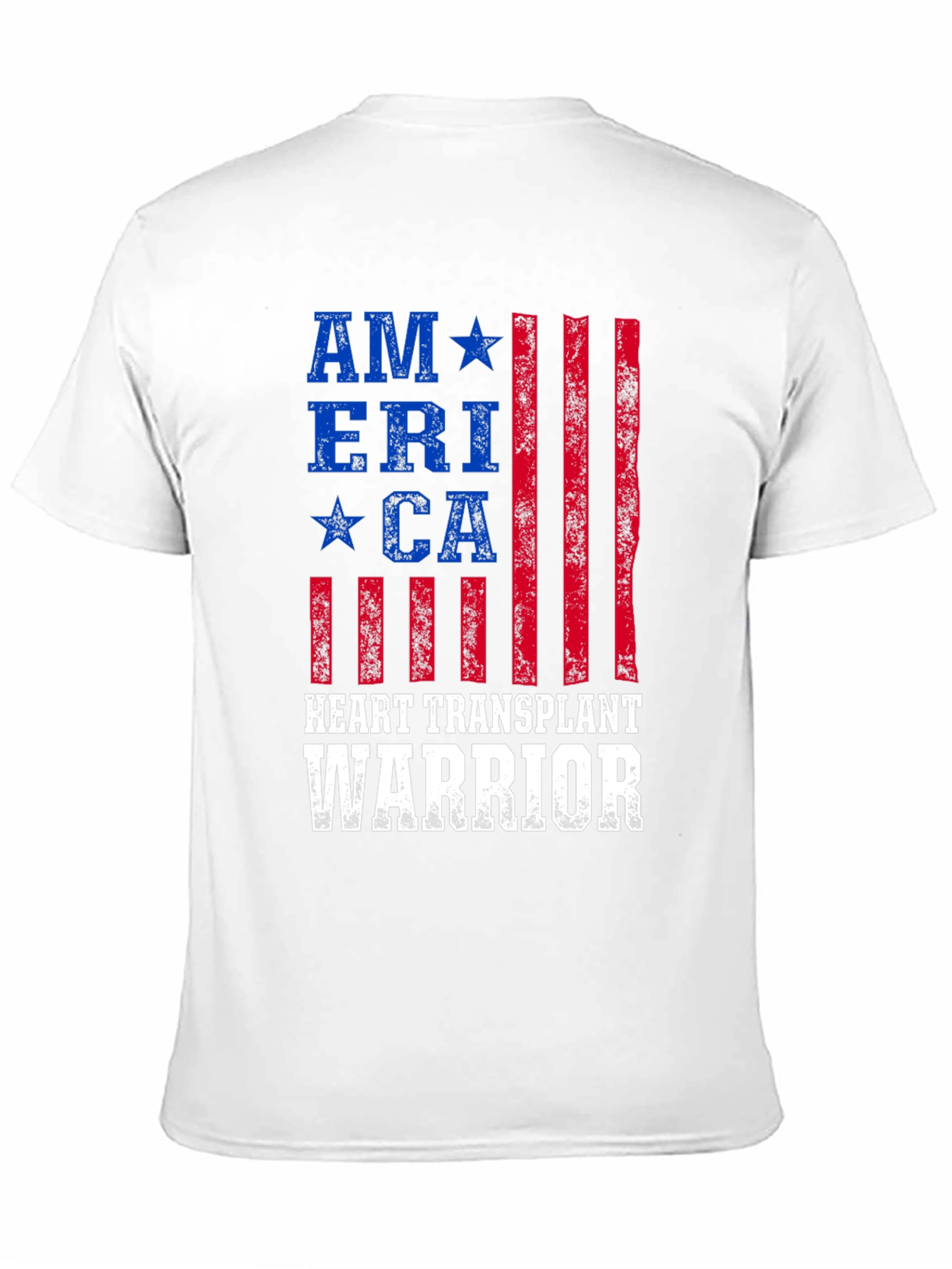 Heart Transplant Warrior American Flag Graphic T-Shirt