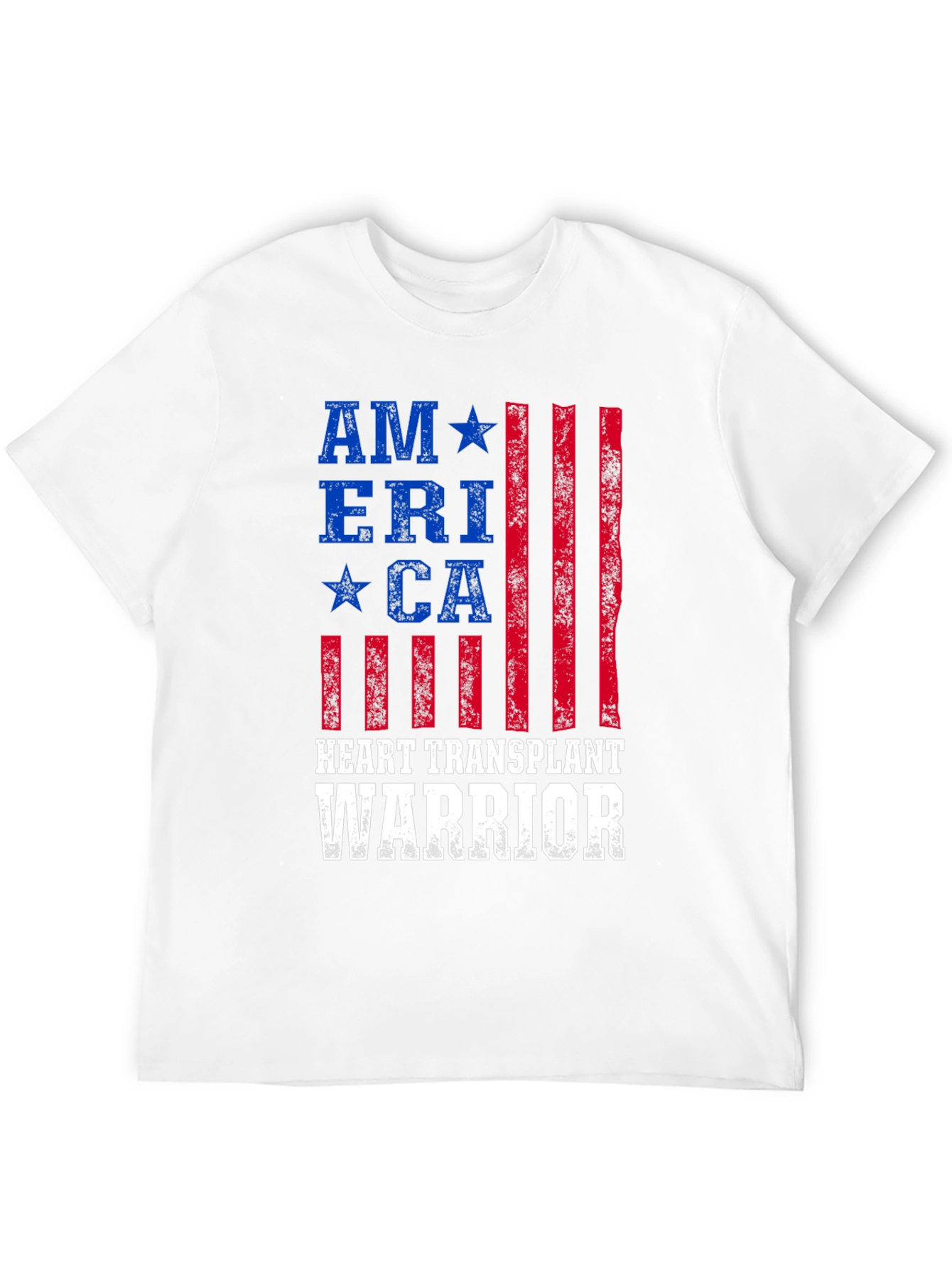 Heart Transplant Warrior American Flag Graphic T-Shirt