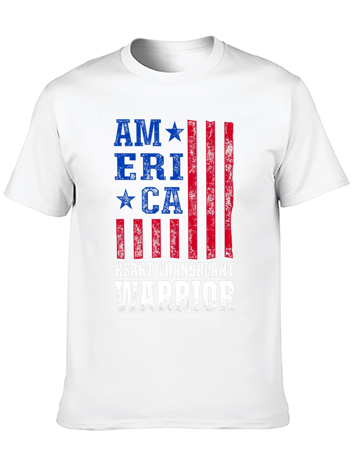Heart Transplant Warrior American Flag Graphic T-Shirt