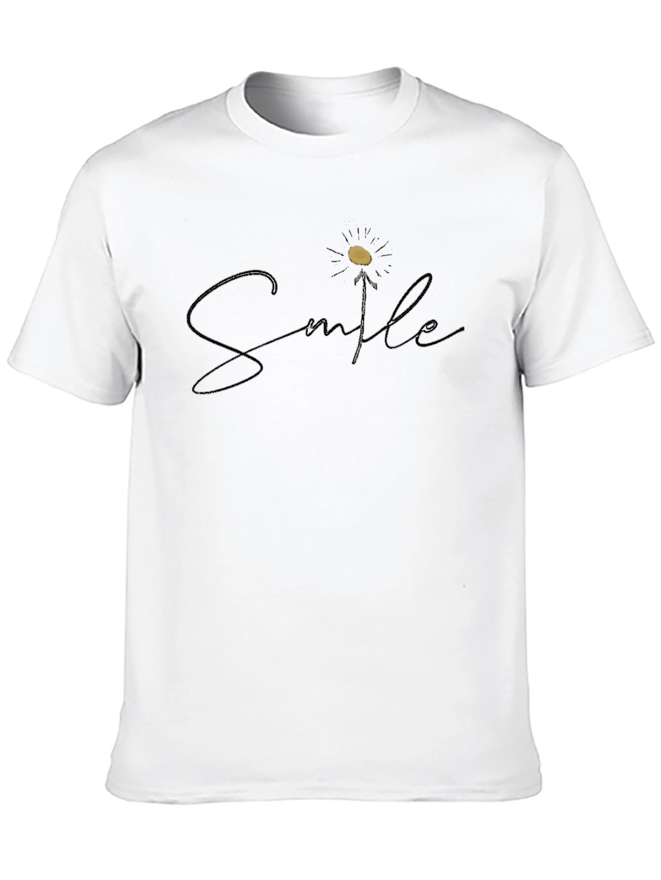 Smile Flower Graphic Black T-Shirt