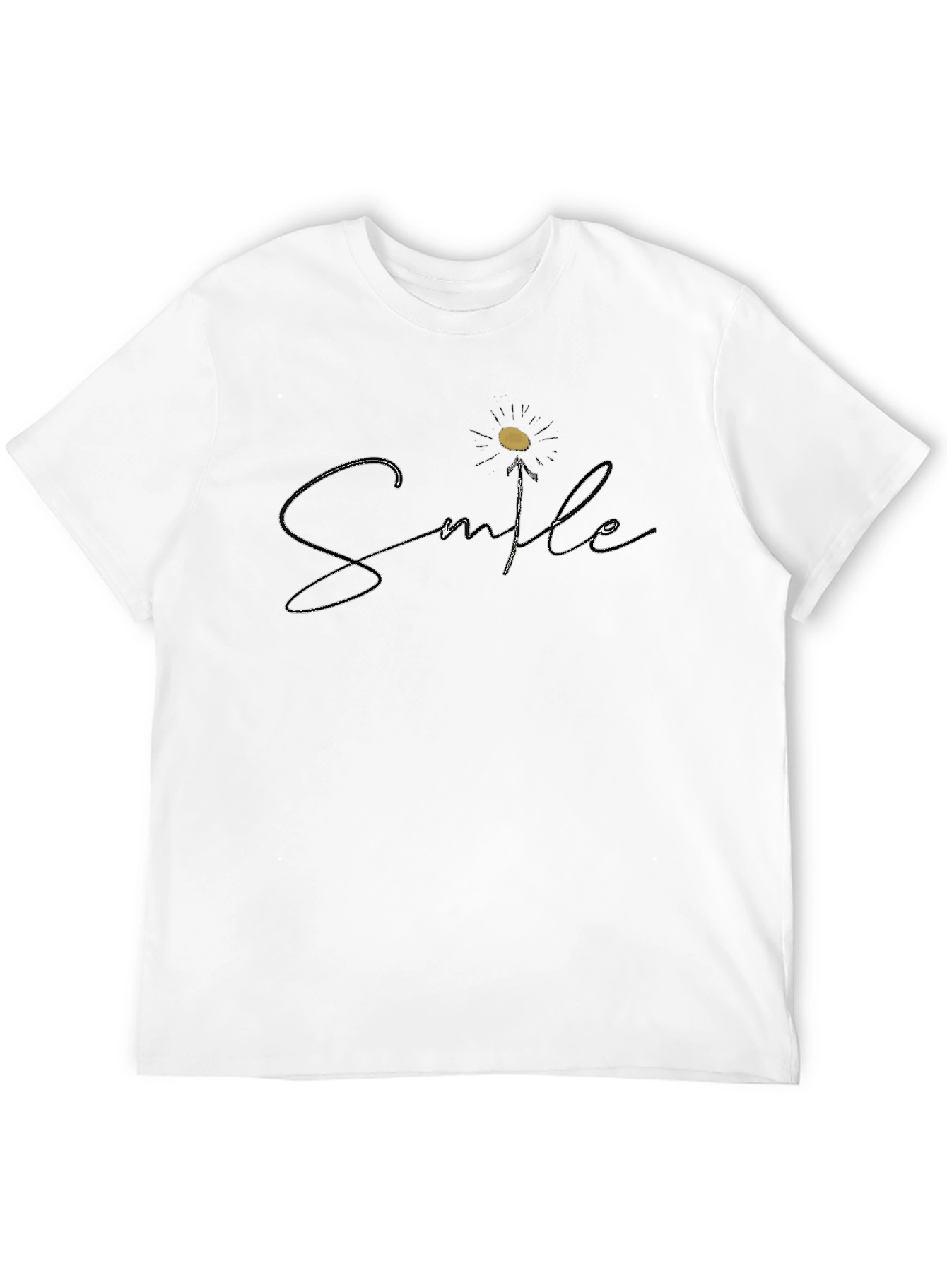 Smile Flower Graphic Black T-Shirt