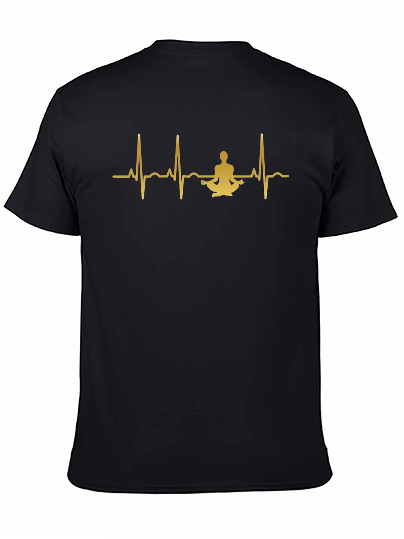 Yoga Heartbeat Black T-Shirt - Meditate in Style