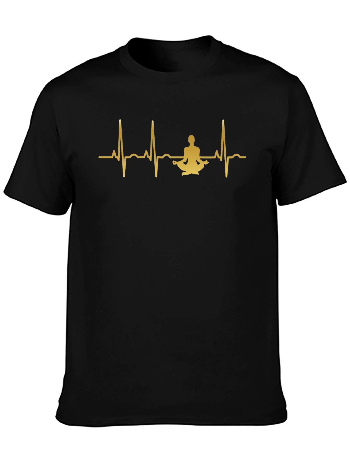 Yoga Heartbeat Black T-Shirt - Meditate in Style