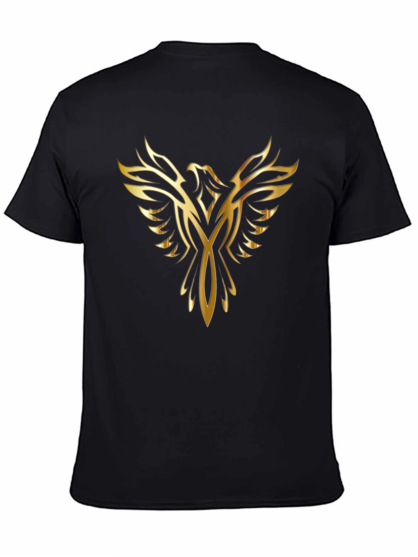 Mens Black T-Shirt with Golden Phoenix Design
