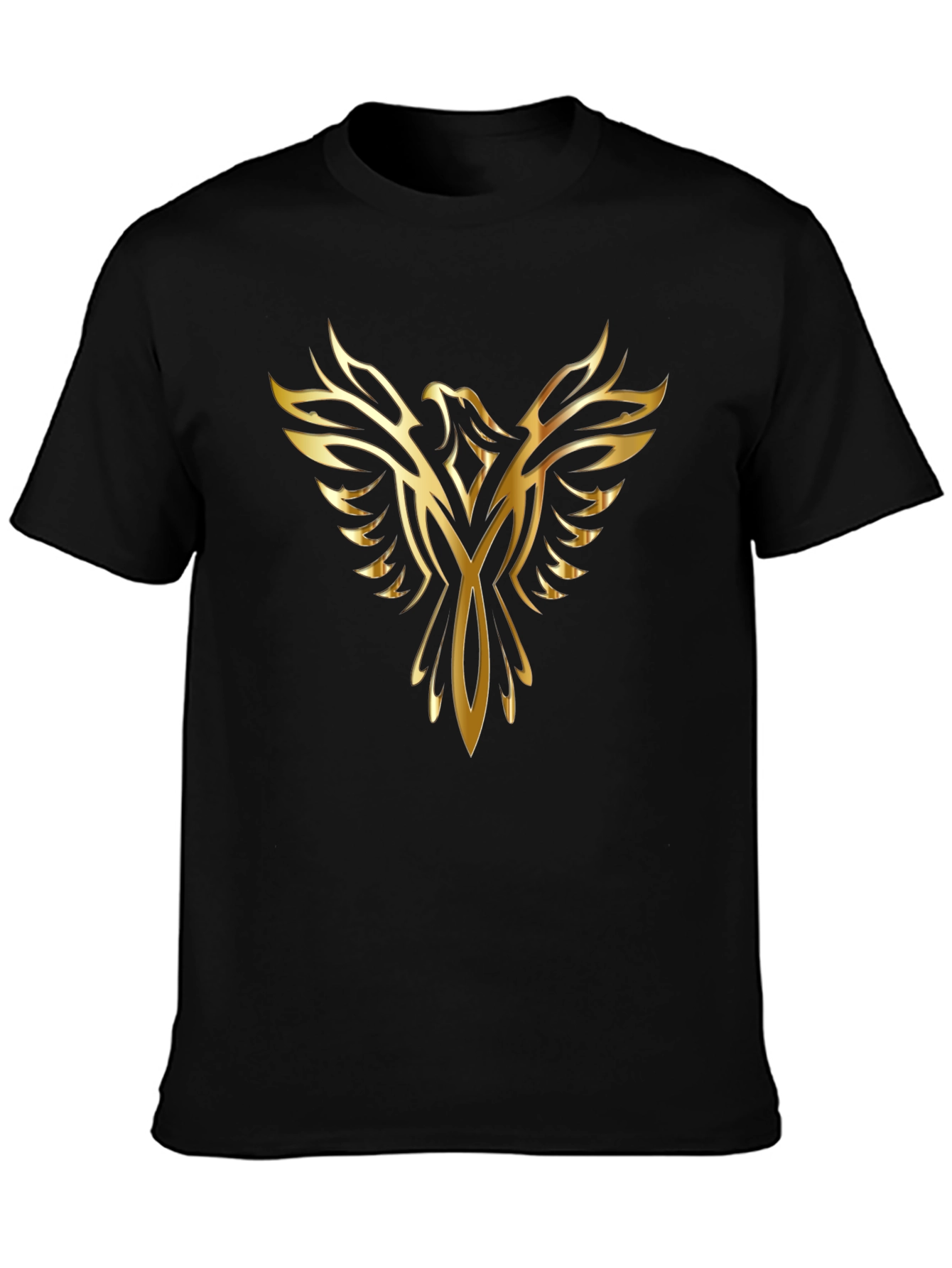 Mens Black T-Shirt with Golden Phoenix Design