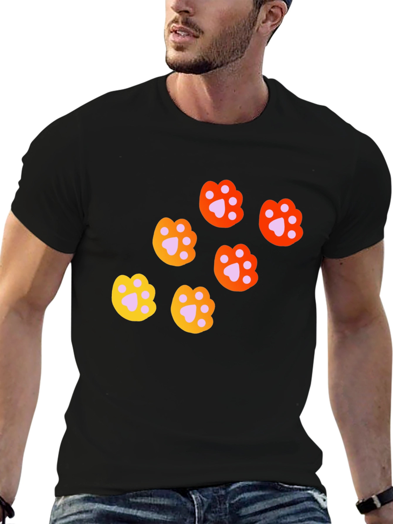 Cute Paw Print Graphic T-Shirt - Casual Style