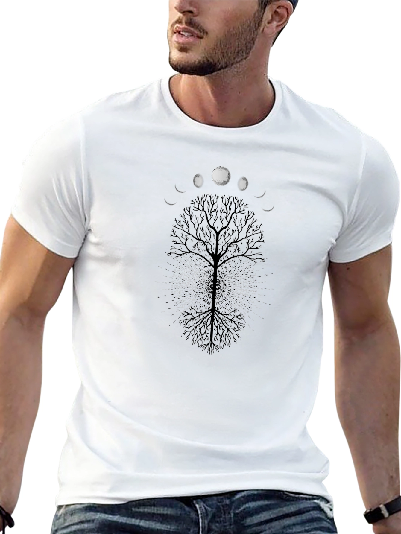 Lunar Tree Graphic Tee - Black Cotton Blend