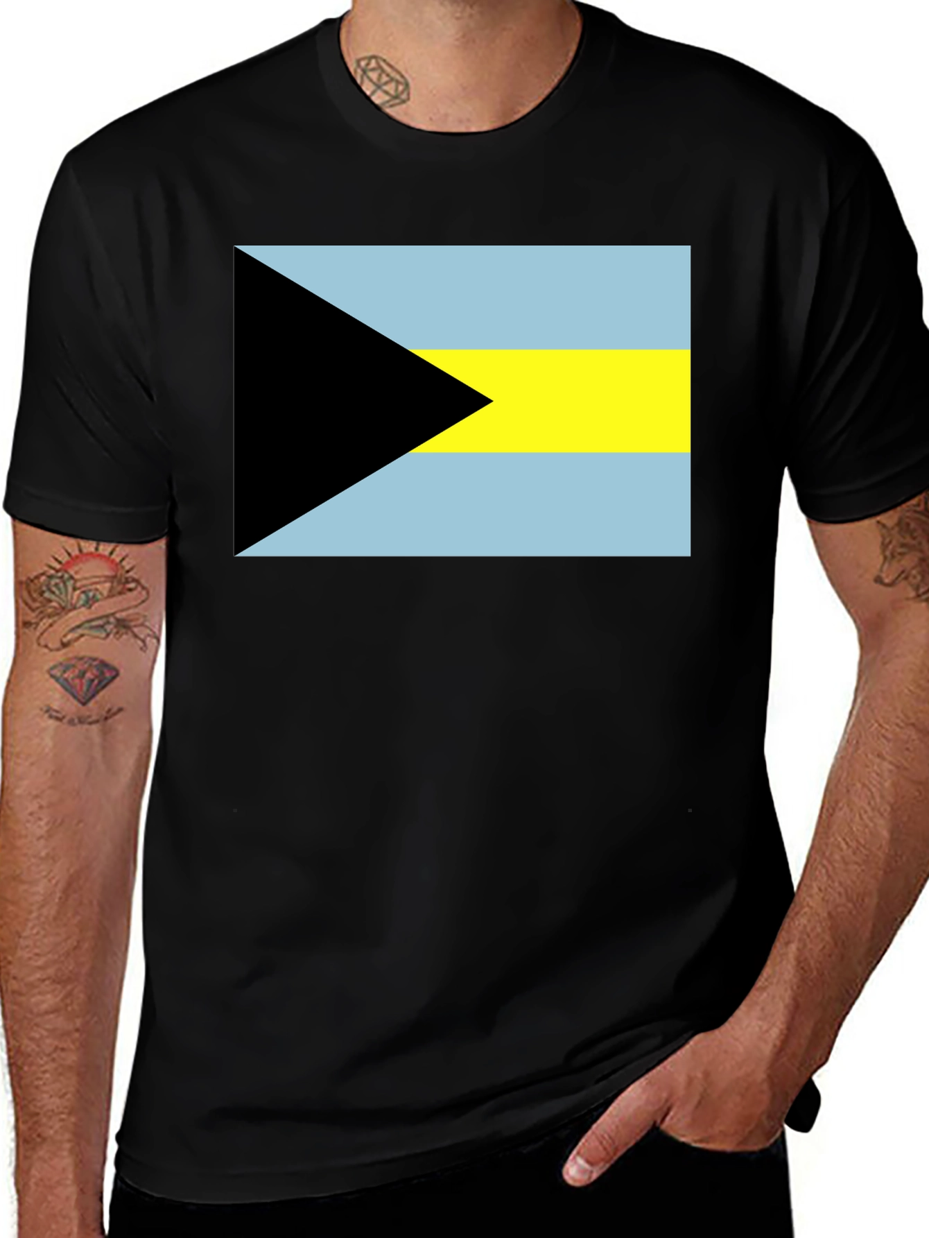 Bahamas Flag T-Shirt - Black Graphic Tee