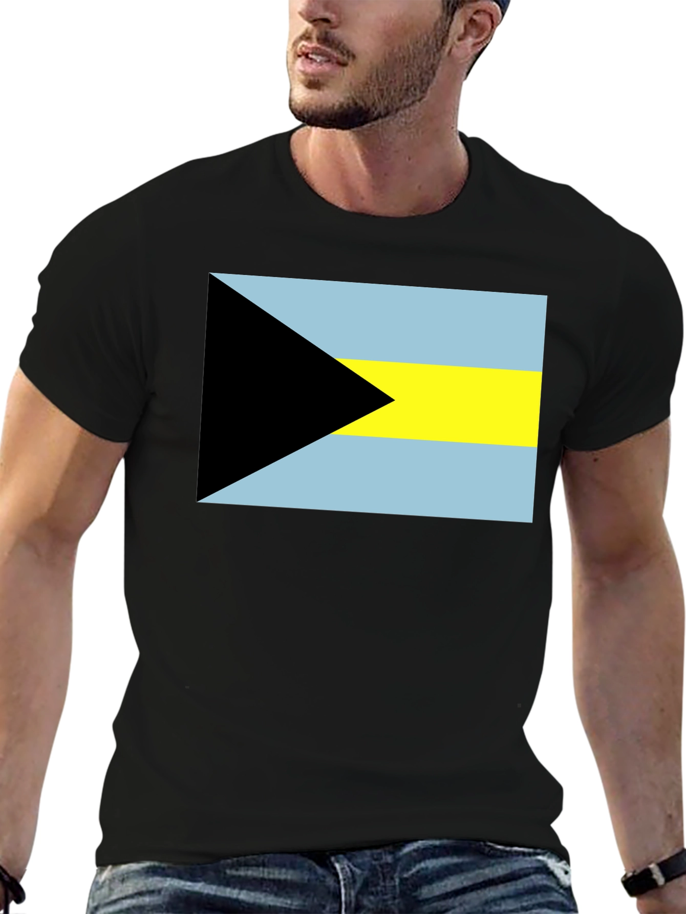 Bahamas Flag T-Shirt - Black Graphic Tee