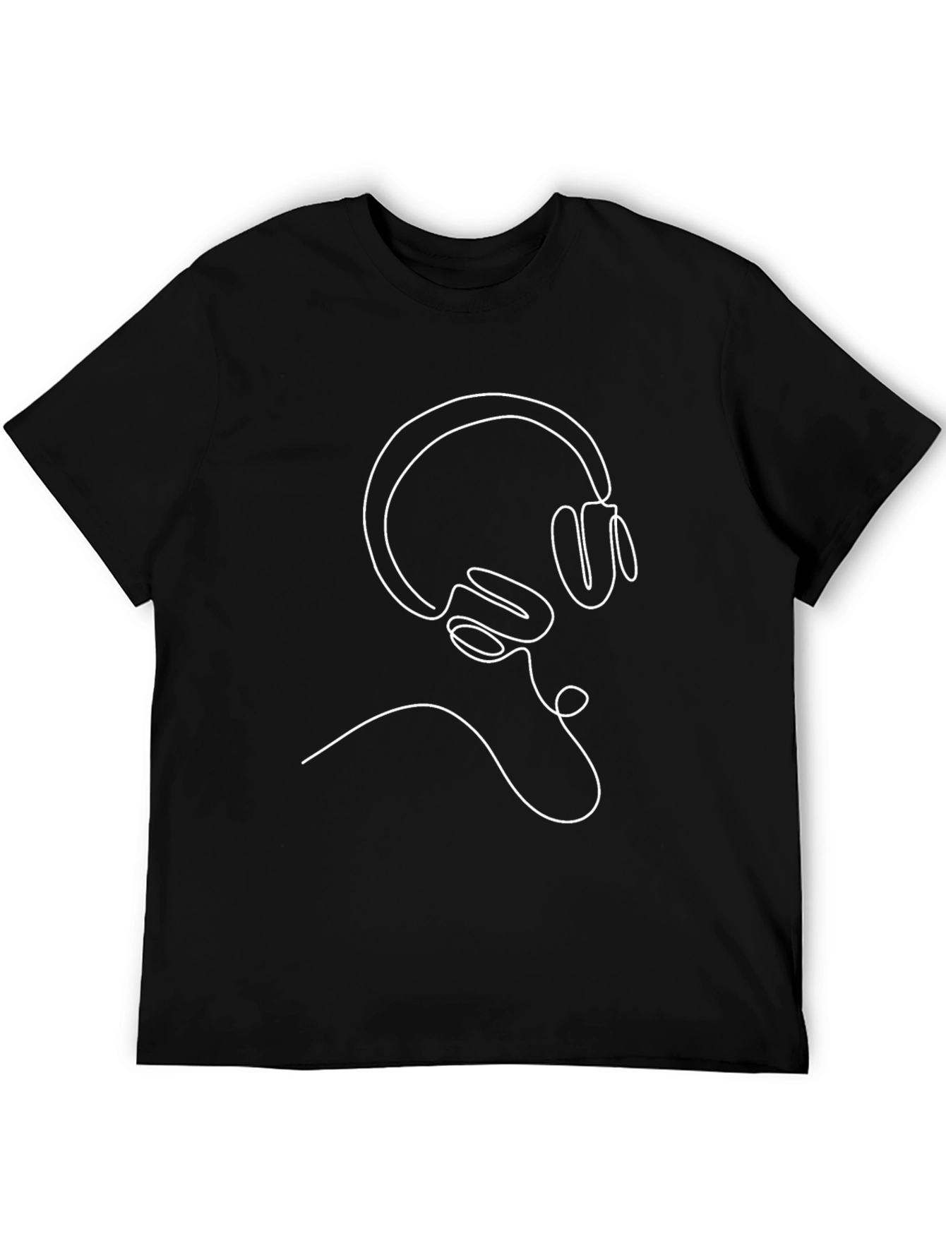 Minimalist Headphones Graphic Tee - Black