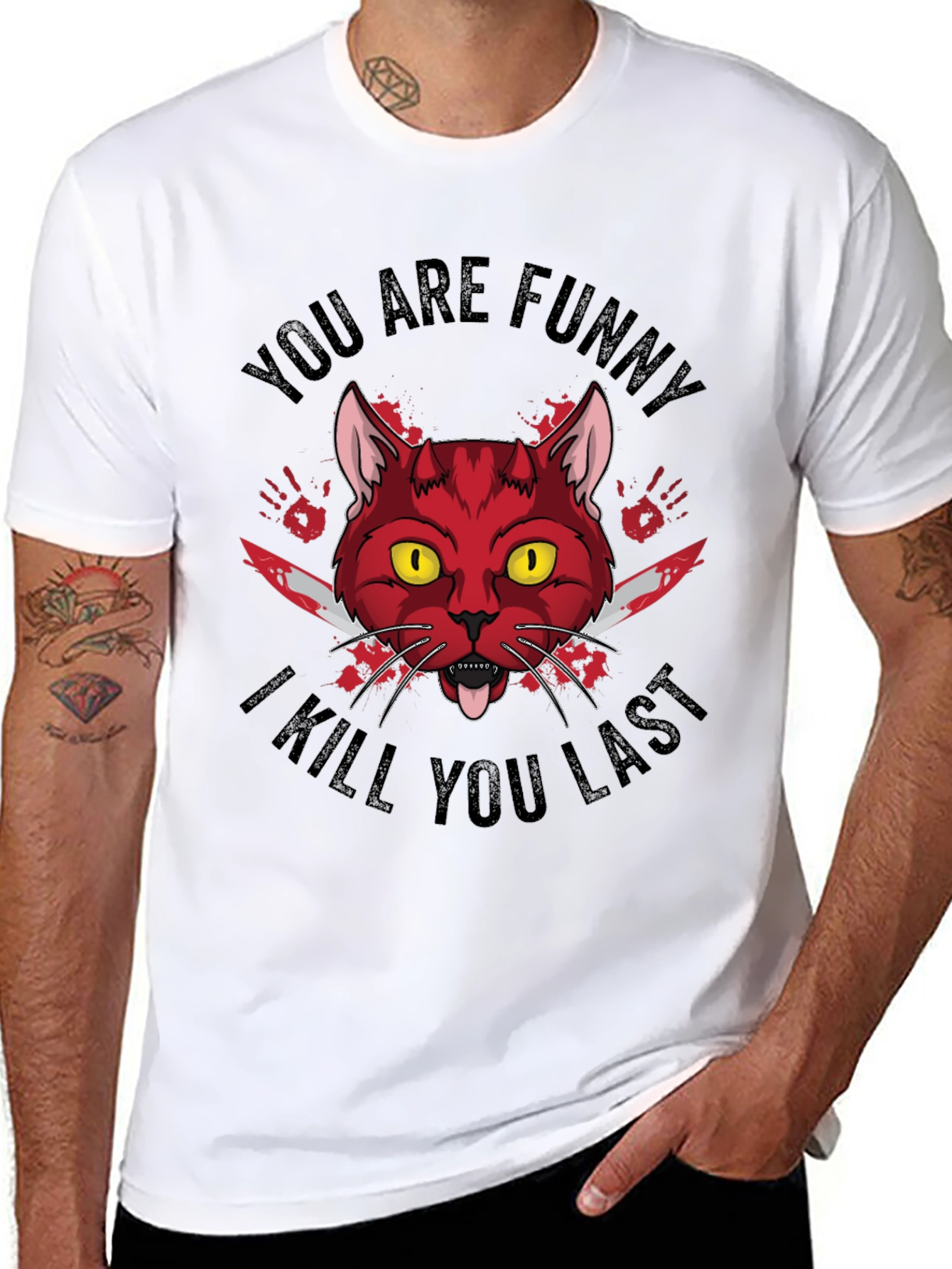 Funny Horror Cat Graphic T-Shirt