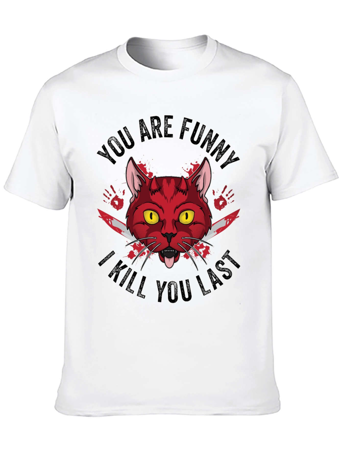 Funny Horror Cat Graphic T-Shirt