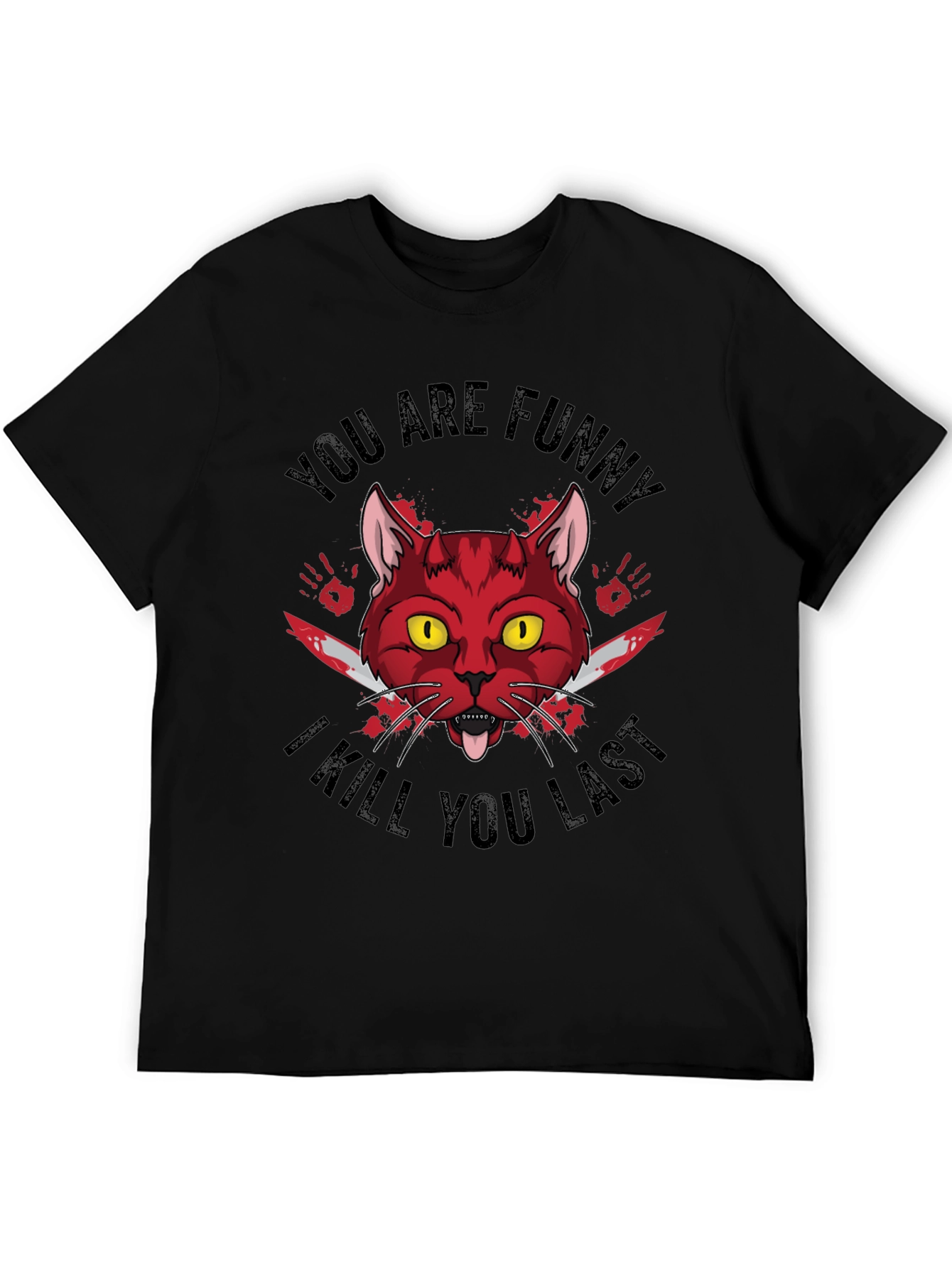 Funny Horror Cat Graphic T-Shirt