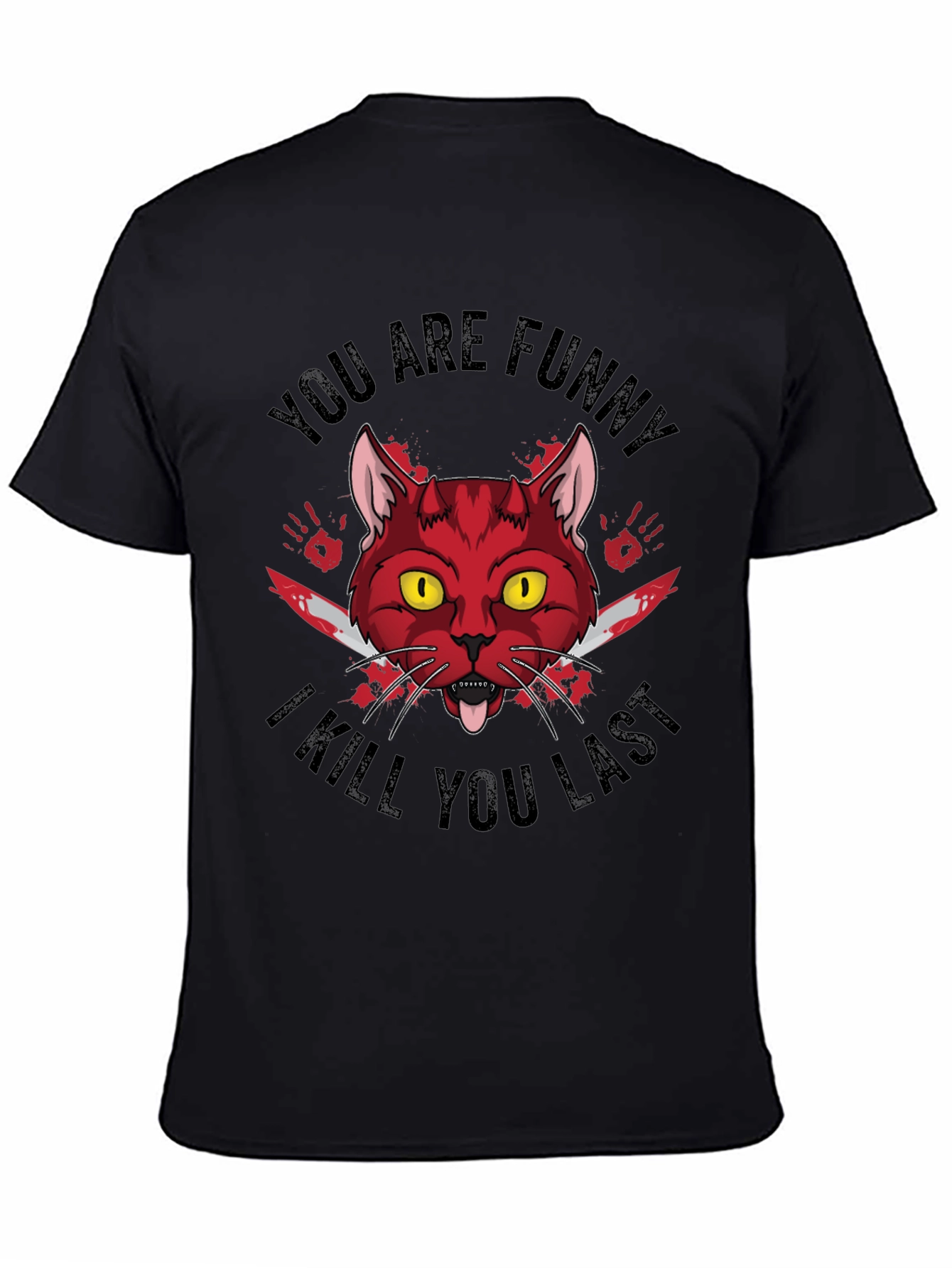 Funny Horror Cat Graphic T-Shirt