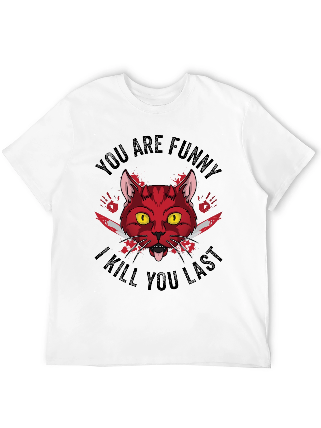 Funny Horror Cat Graphic T-Shirt