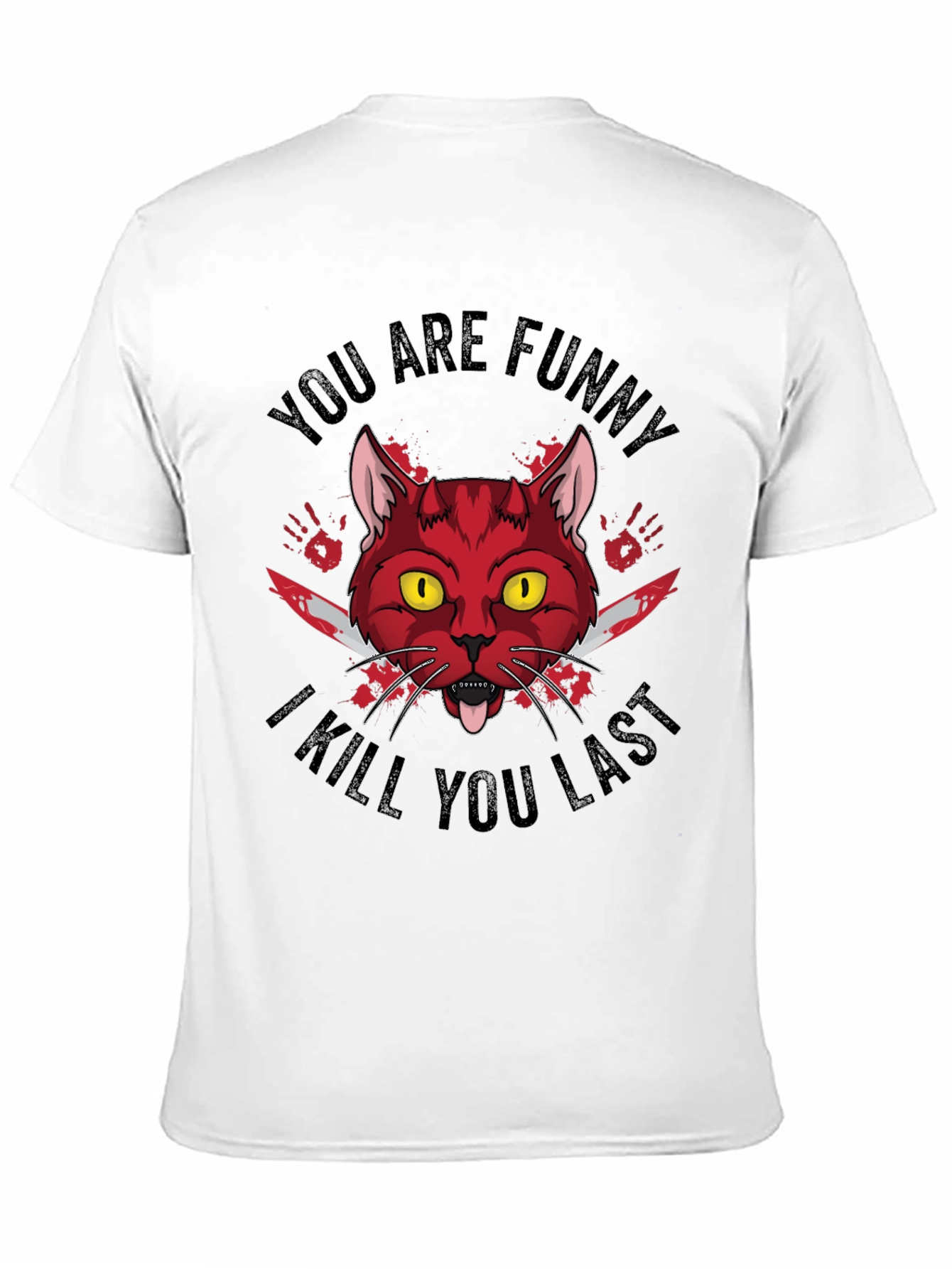 Funny Horror Cat Graphic T-Shirt