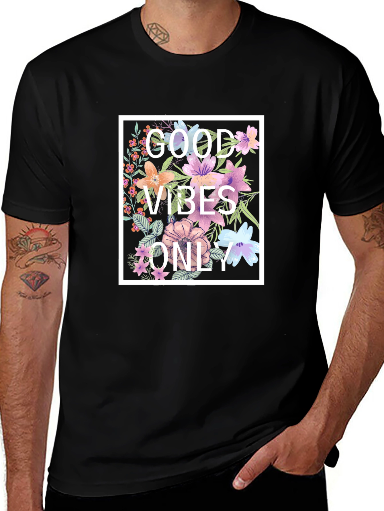 Floral Good Vibes Only Graphic T-Shirt