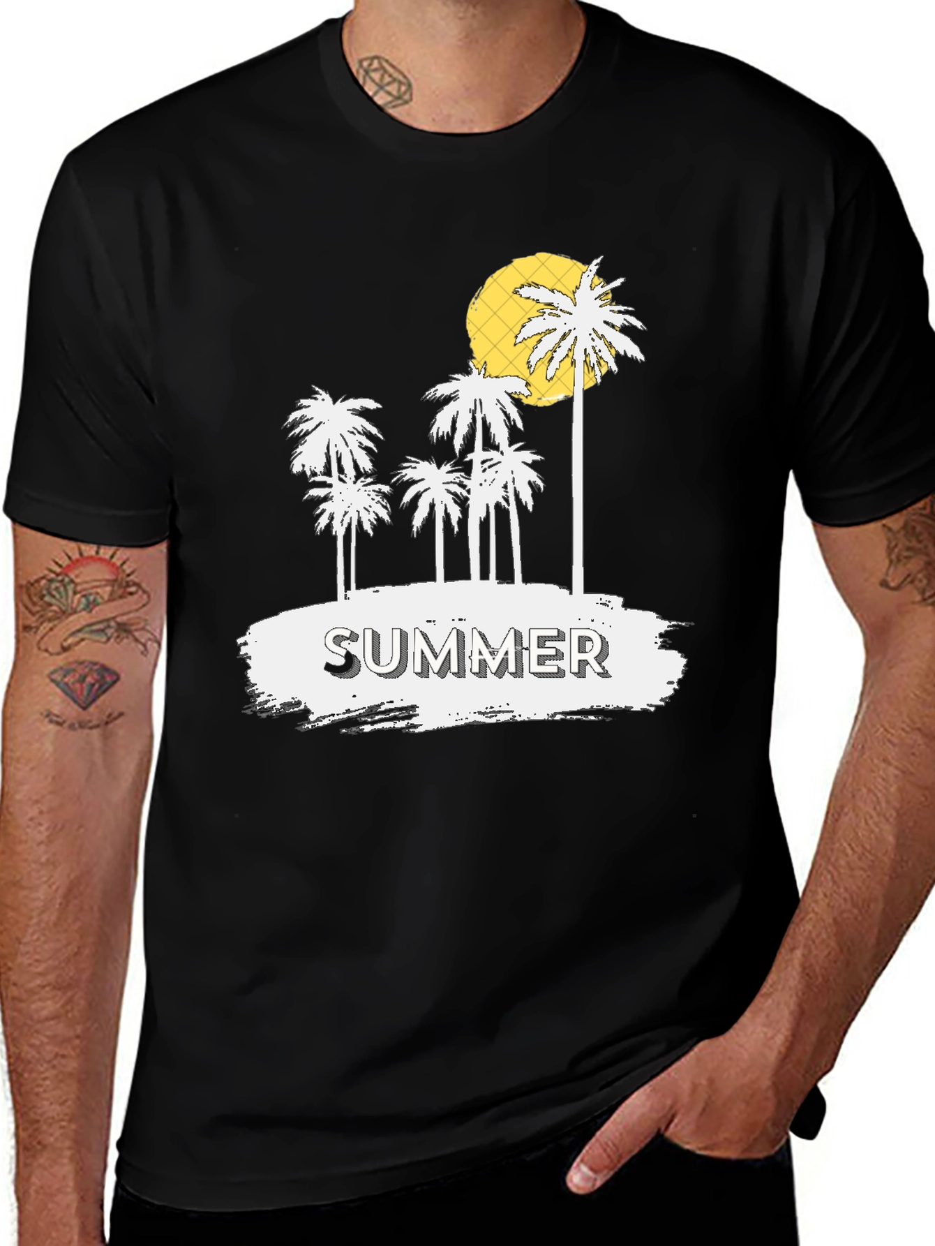 Summer Palm Tree Graphic Print Mens T-Shirt
