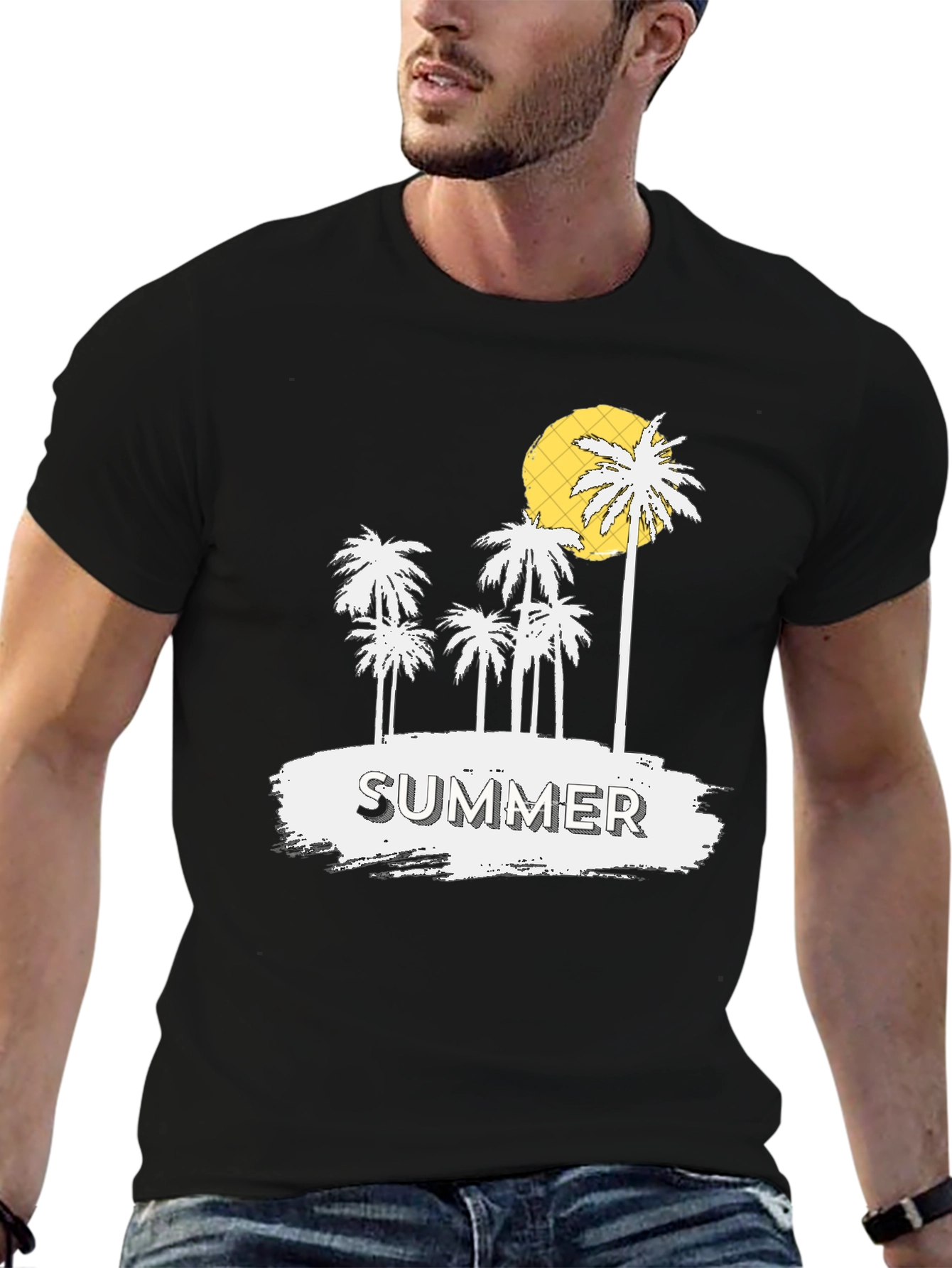 Summer Palm Tree Graphic Print Mens T-Shirt