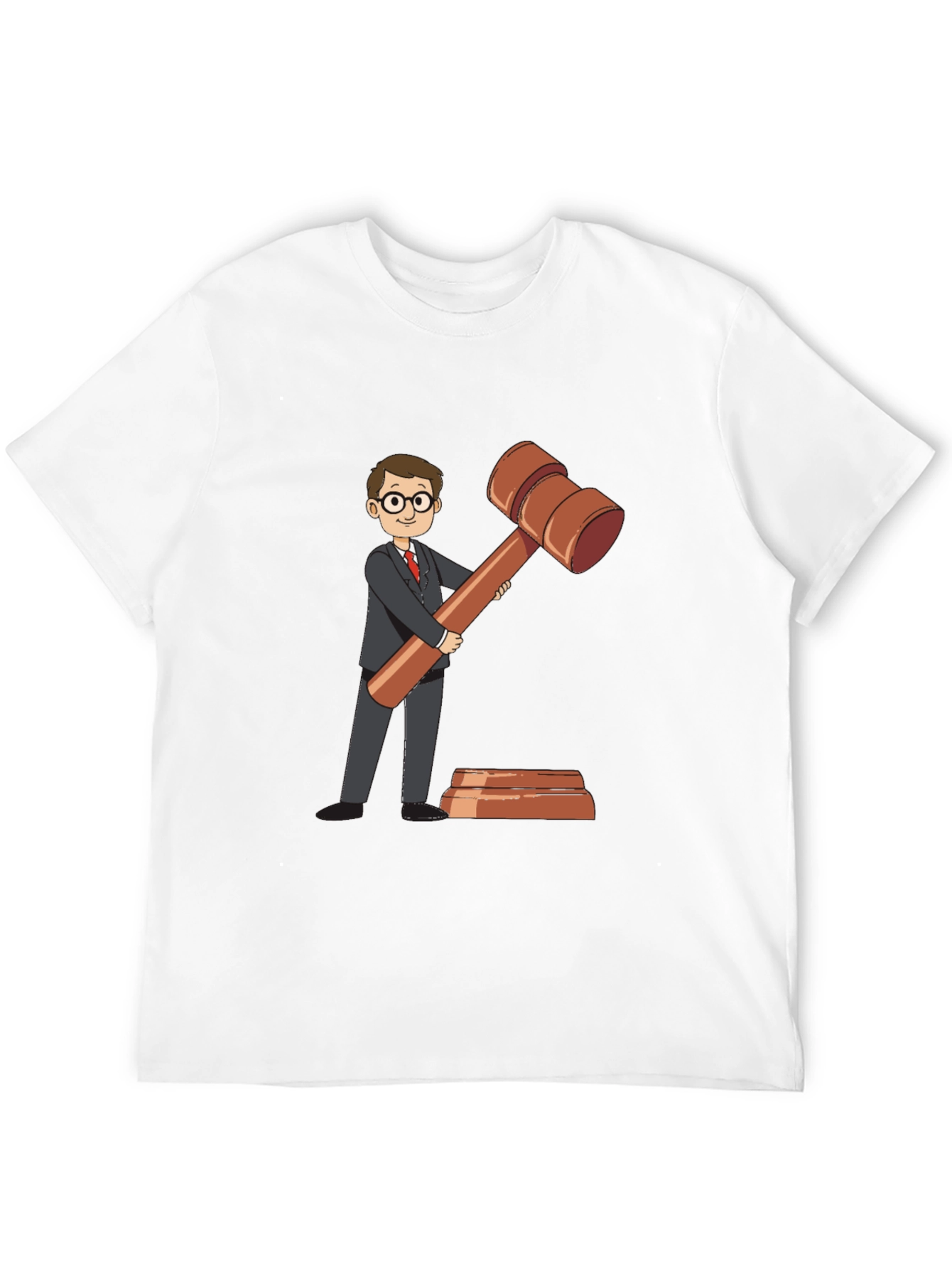 Cartoon Judge Gavel Black T-Shirt