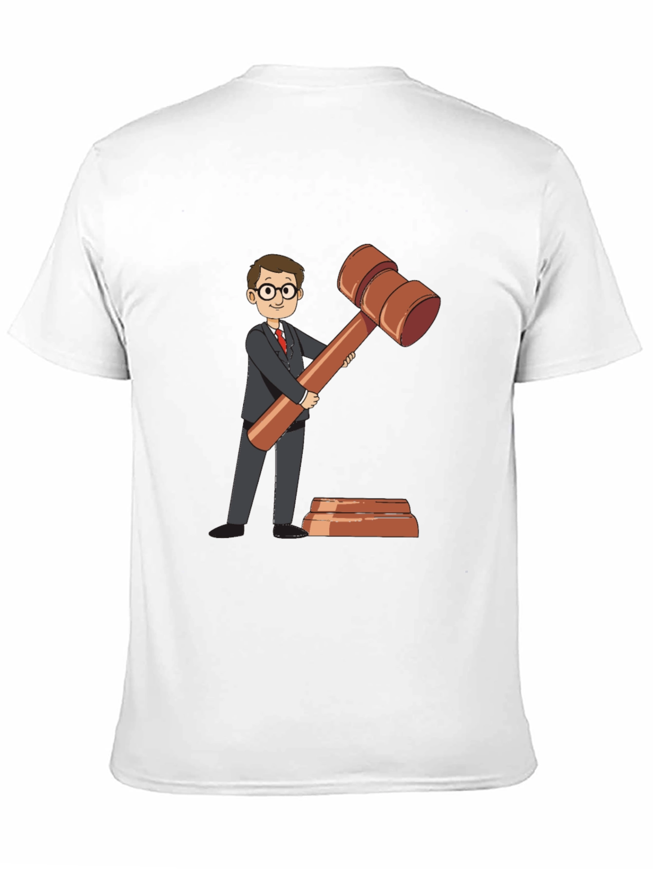 Cartoon Judge Gavel Black T-Shirt
