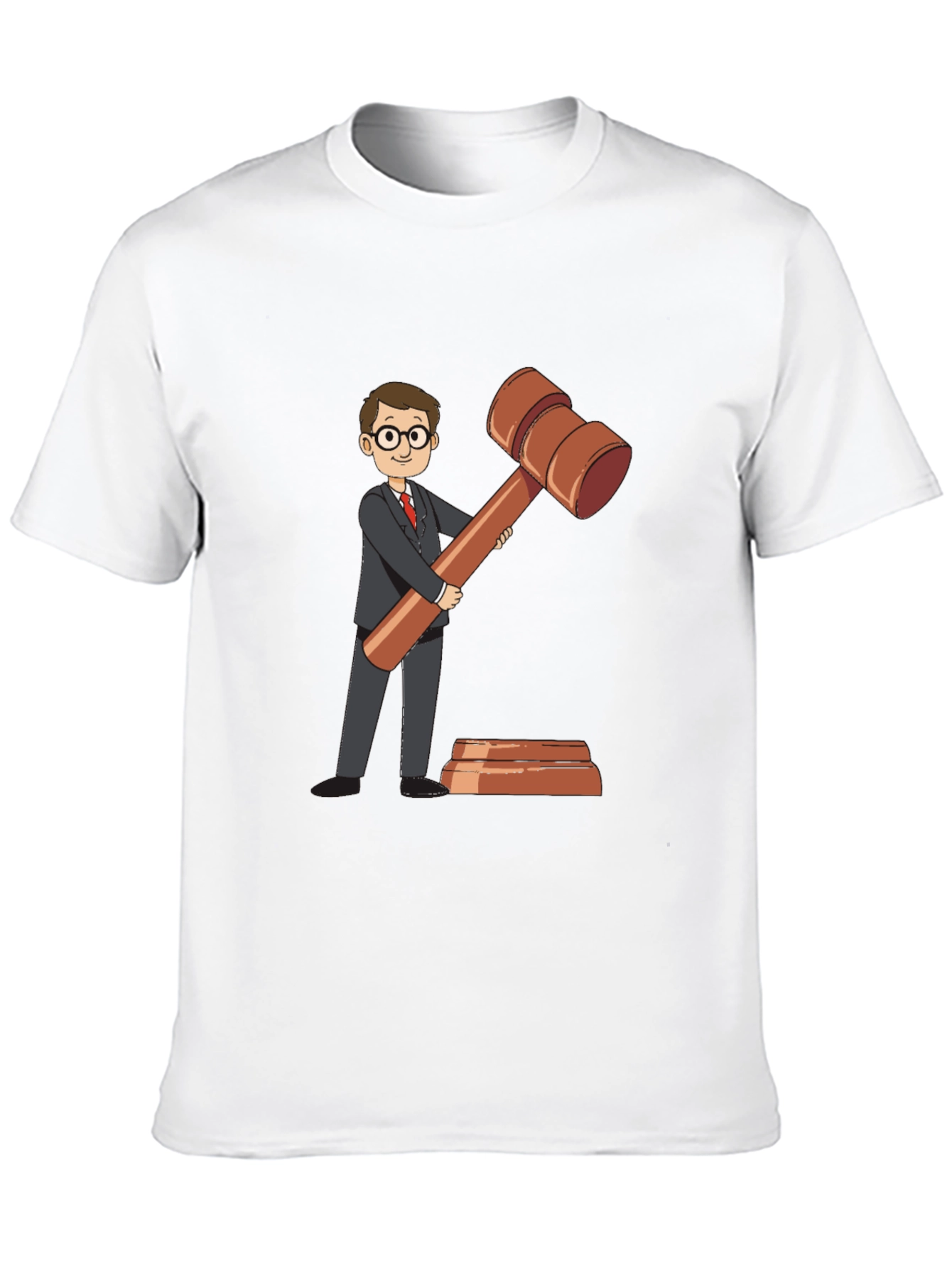 Cartoon Judge Gavel Black T-Shirt
