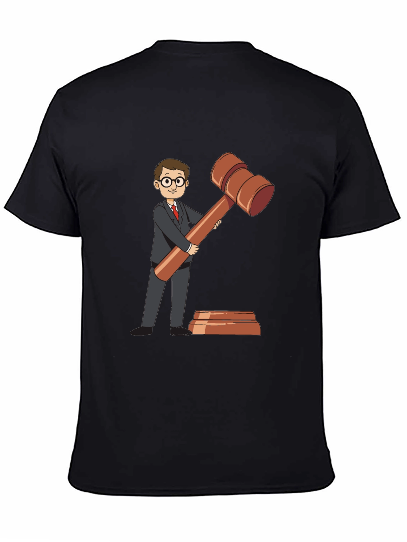 Cartoon Judge Gavel Black T-Shirt