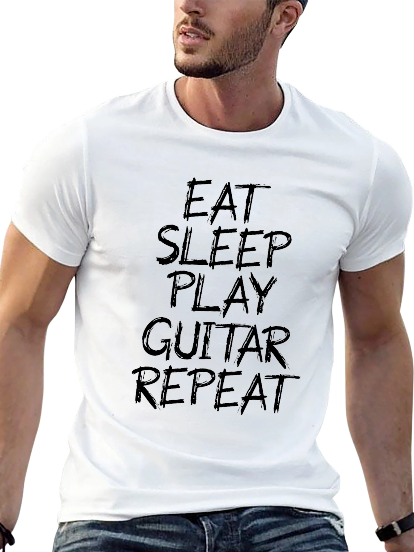Eat Sleep Play Guitar Repeat Black T-Shirt