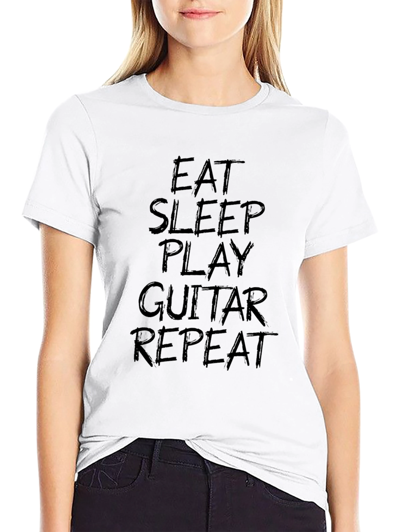 Eat Sleep Play Guitar Repeat Black T-Shirt