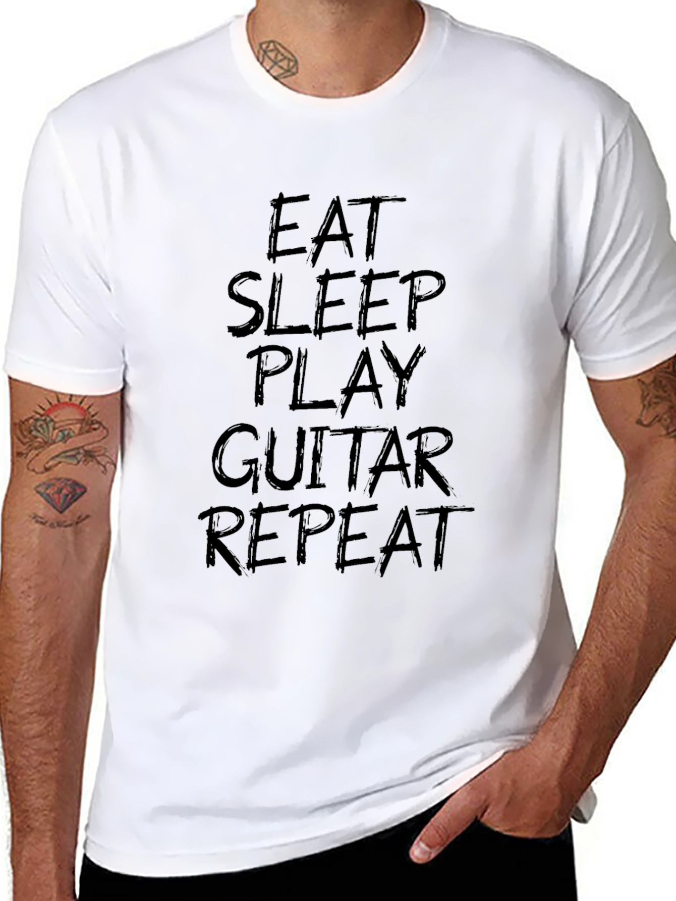 Eat Sleep Play Guitar Repeat Black T-Shirt