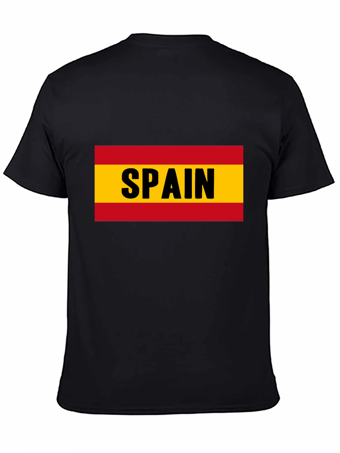 Spain Flag T-Shirt - Black Cotton Tee