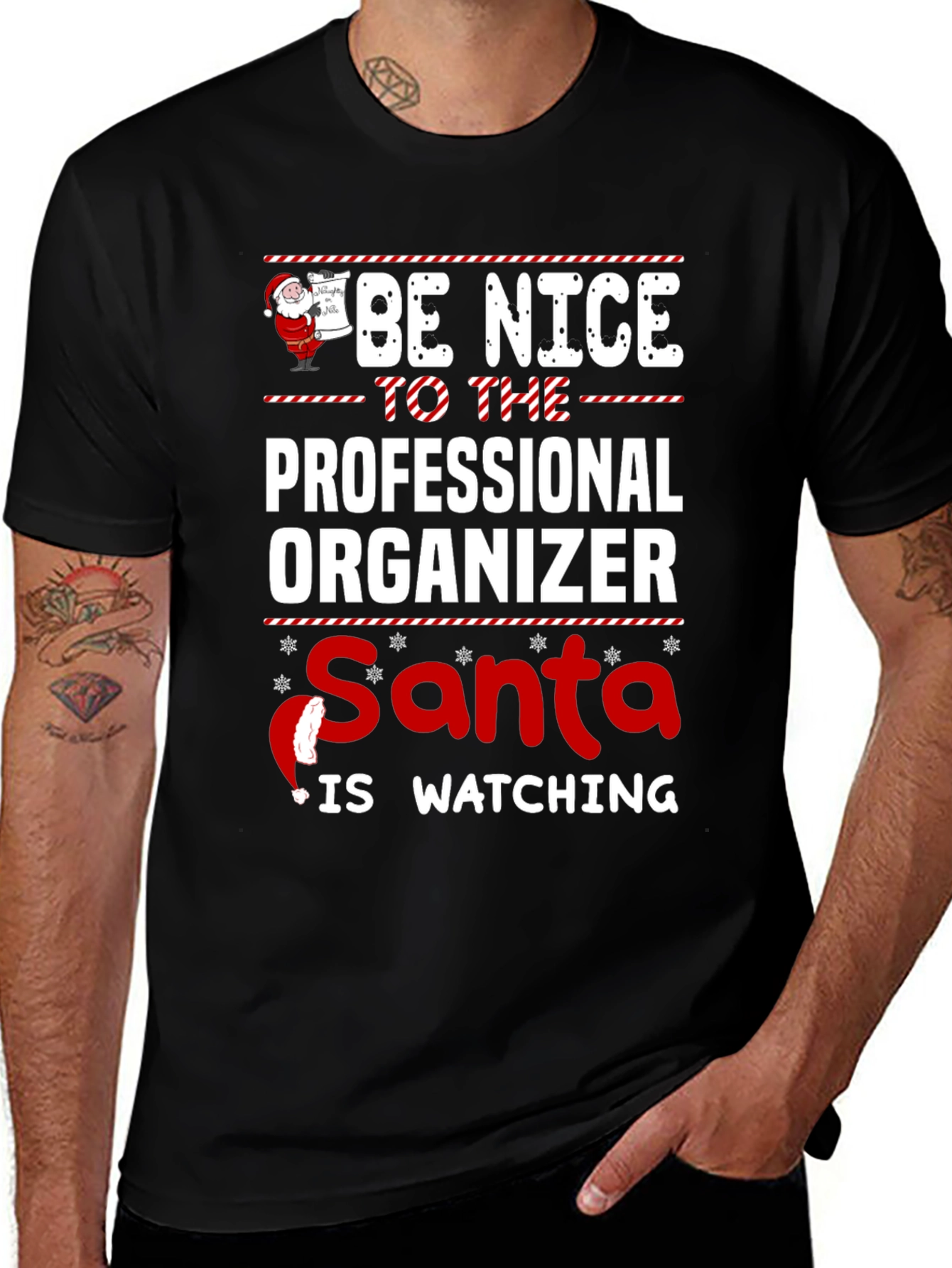 Be Nice to Professional Organizer Santa Watching T-Shirt