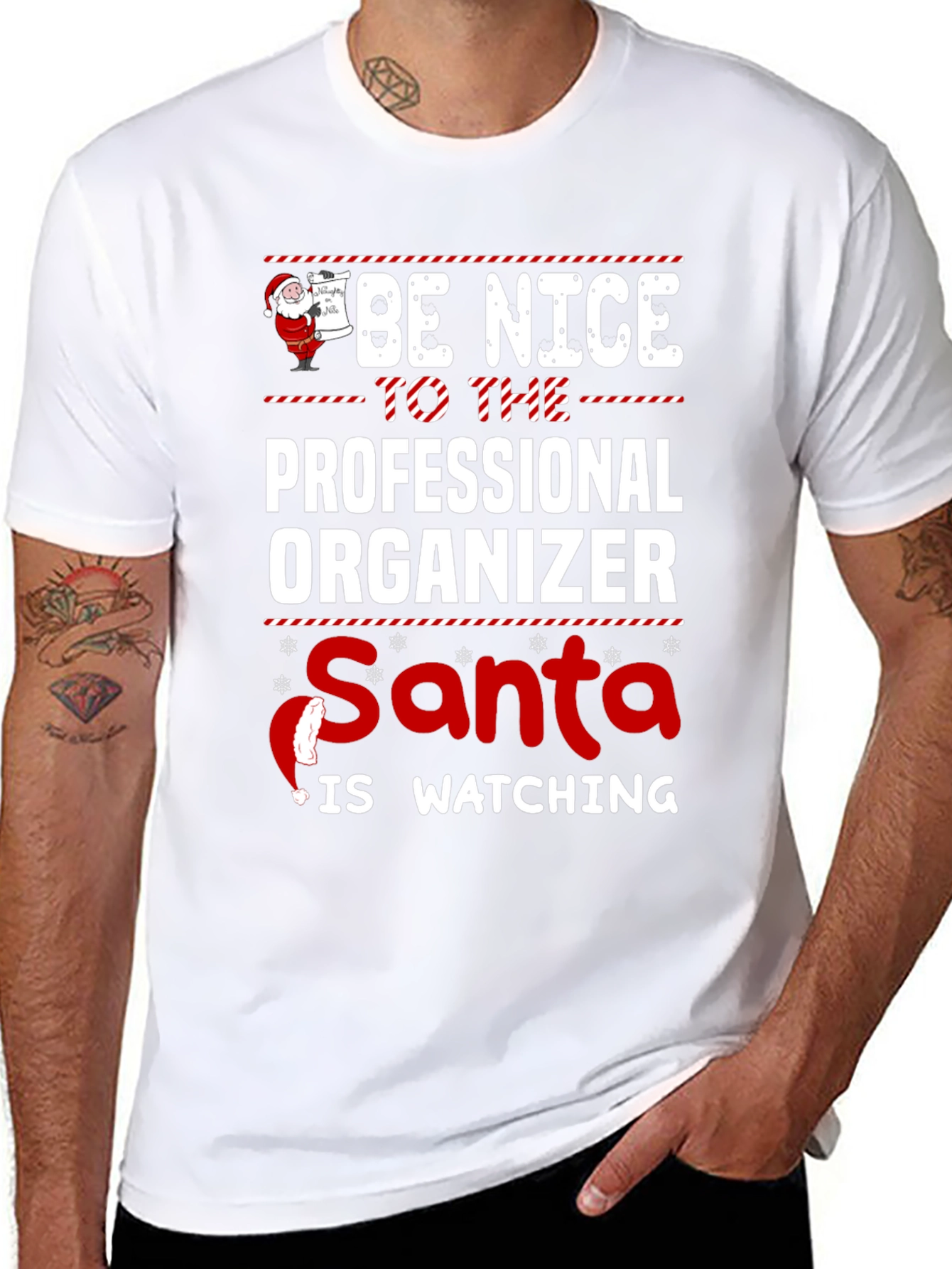 Be Nice to Professional Organizer Santa Watching T-Shirt