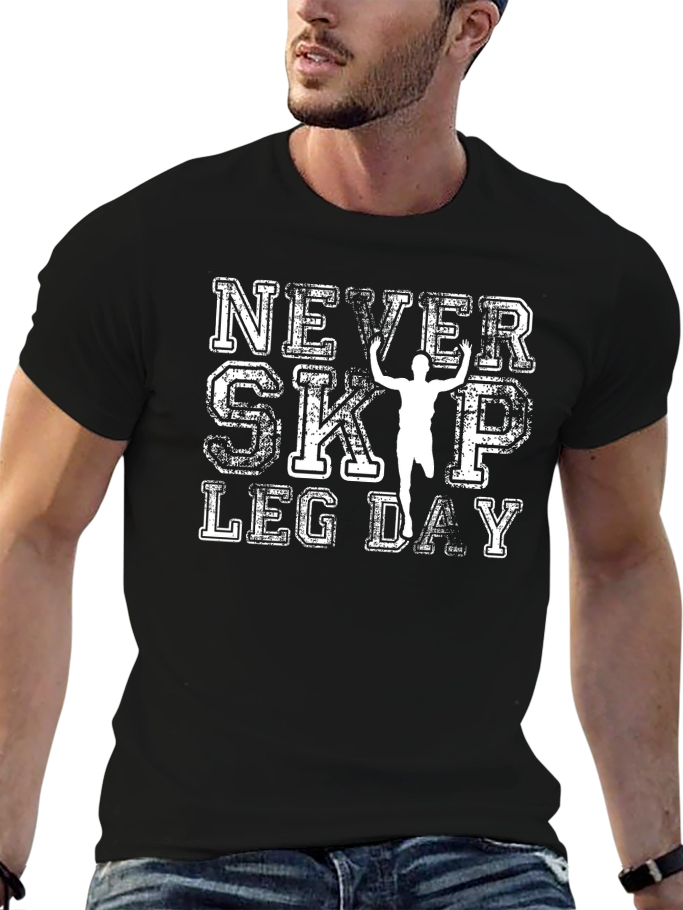 Never Skip Leg Day Black Graphic Tee