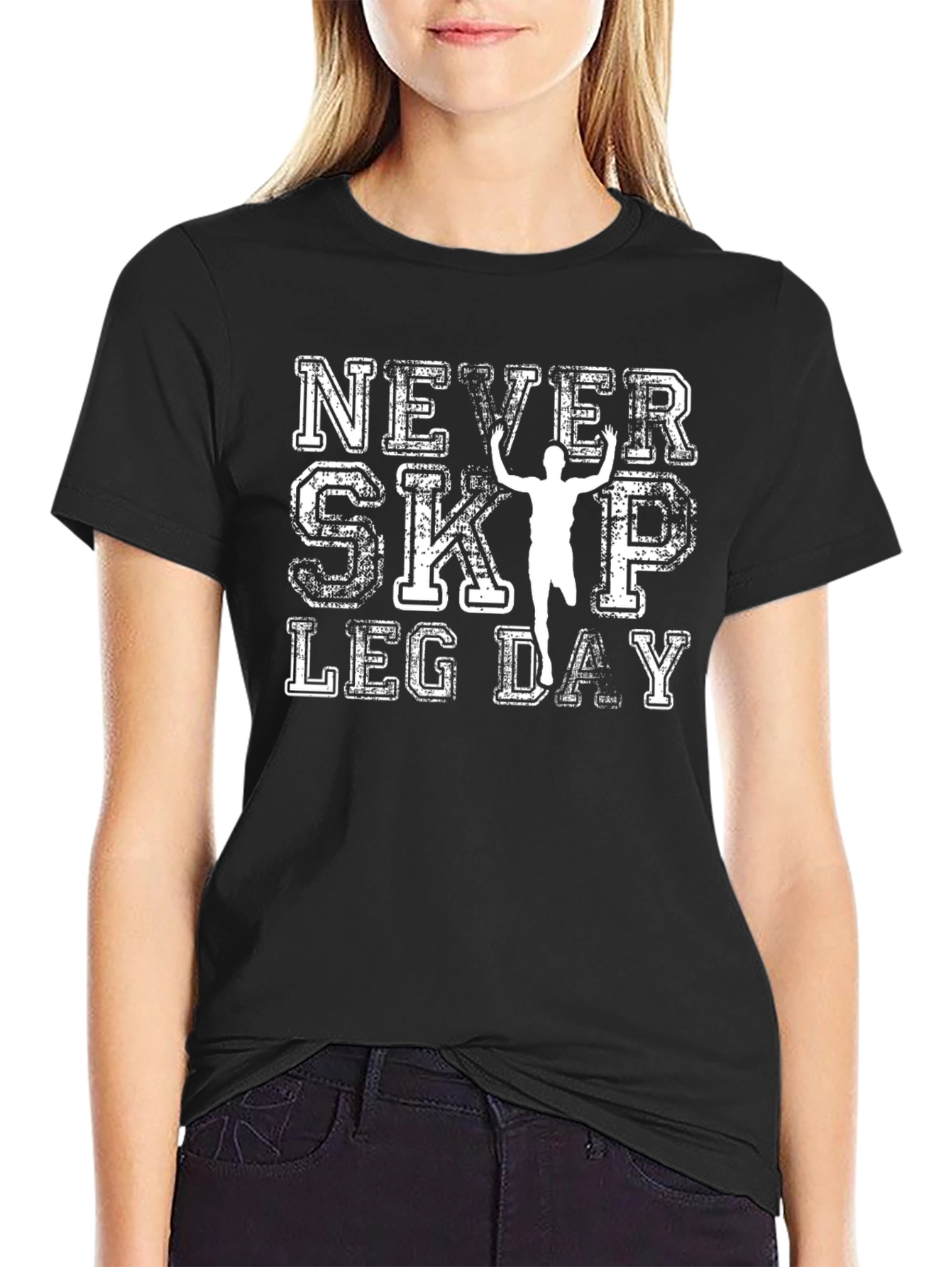 Never Skip Leg Day Black Graphic Tee