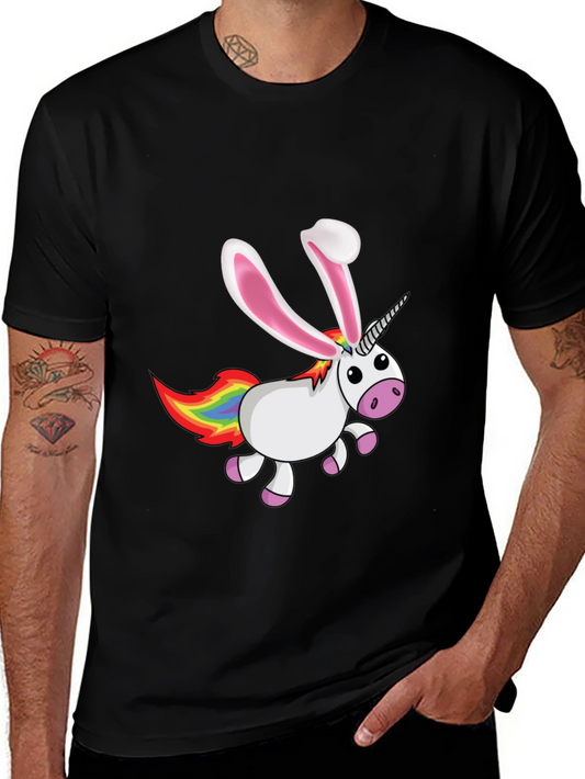 Unicorn Bunny Graphic Tee - Mens Black T-Shirt