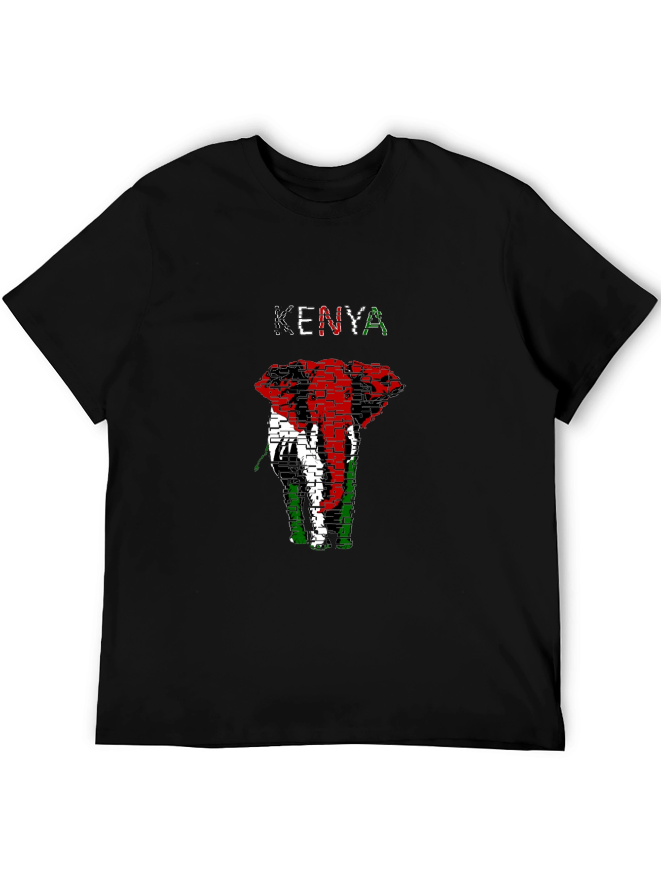 Kenya Flag Elephant Graphic Tee - Black