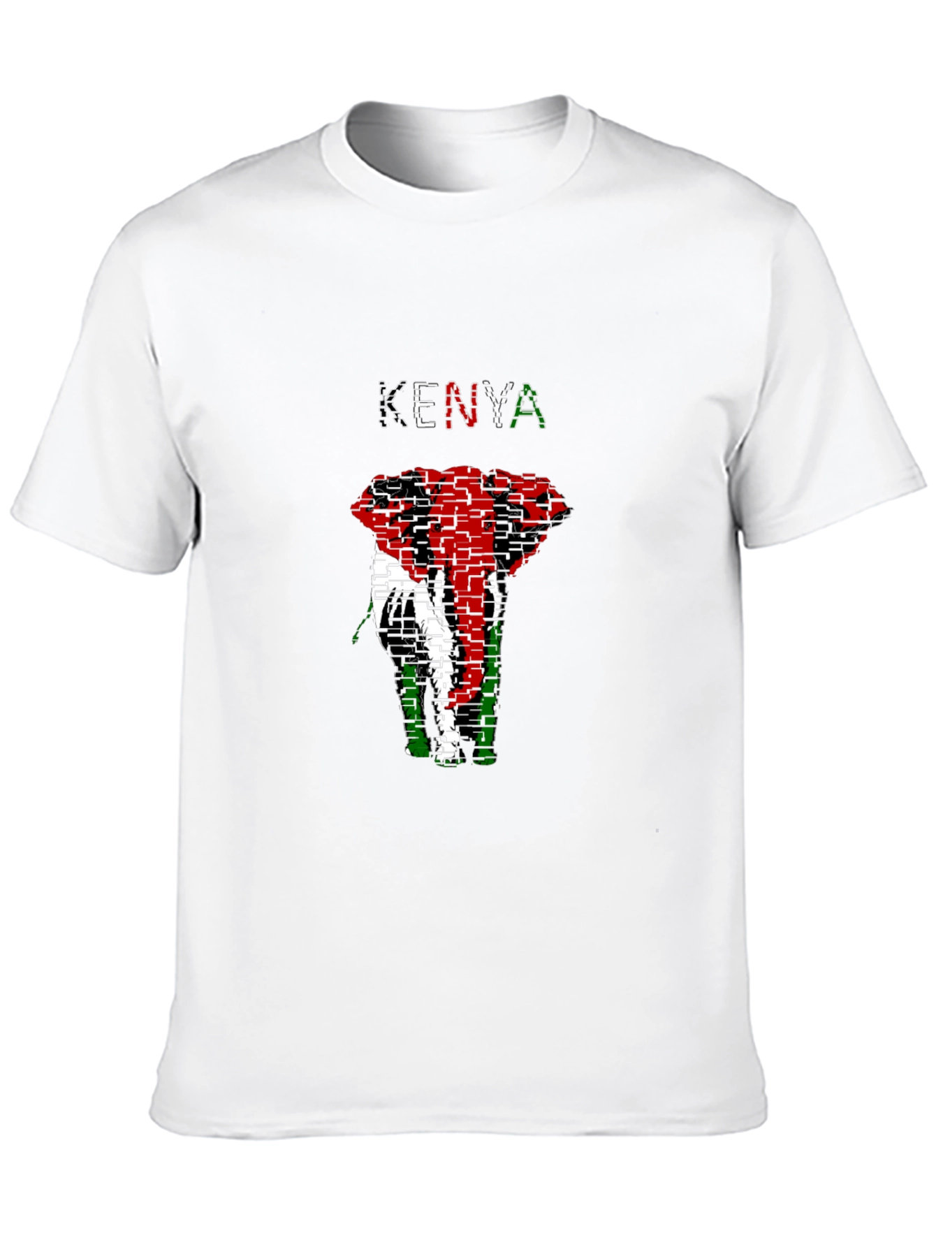 Kenya Flag Elephant Graphic Tee - Black