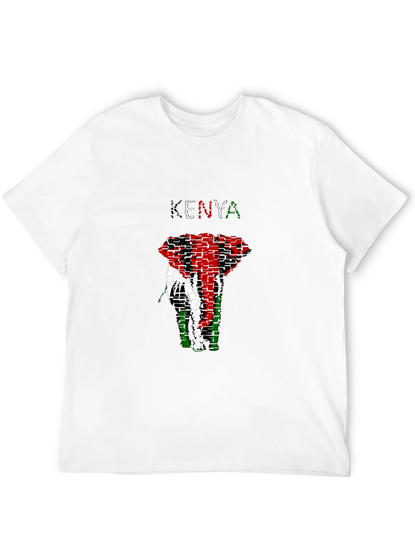 Kenya Flag Elephant Graphic Tee - Black