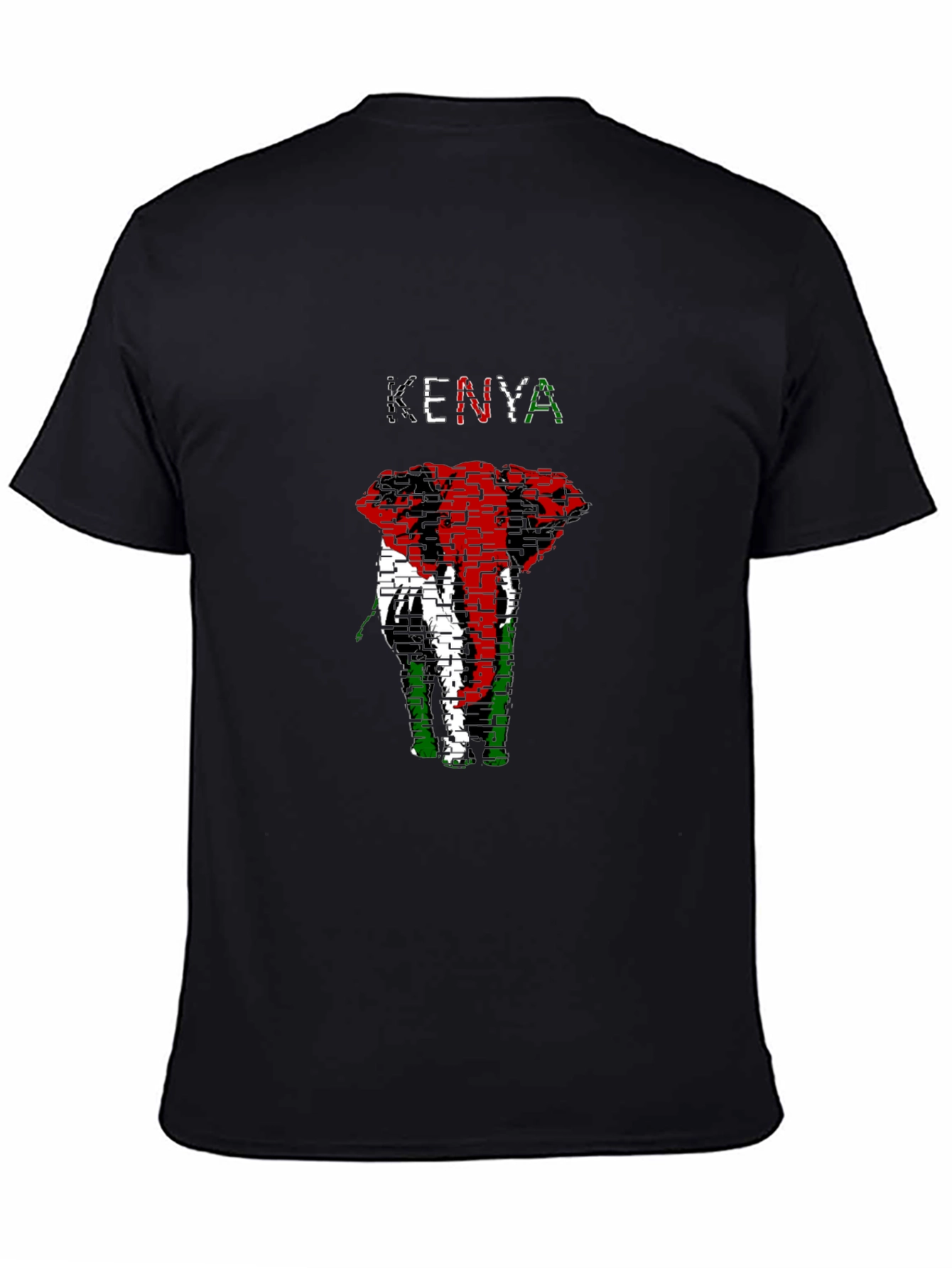 Kenya Flag Elephant Graphic Tee - Black