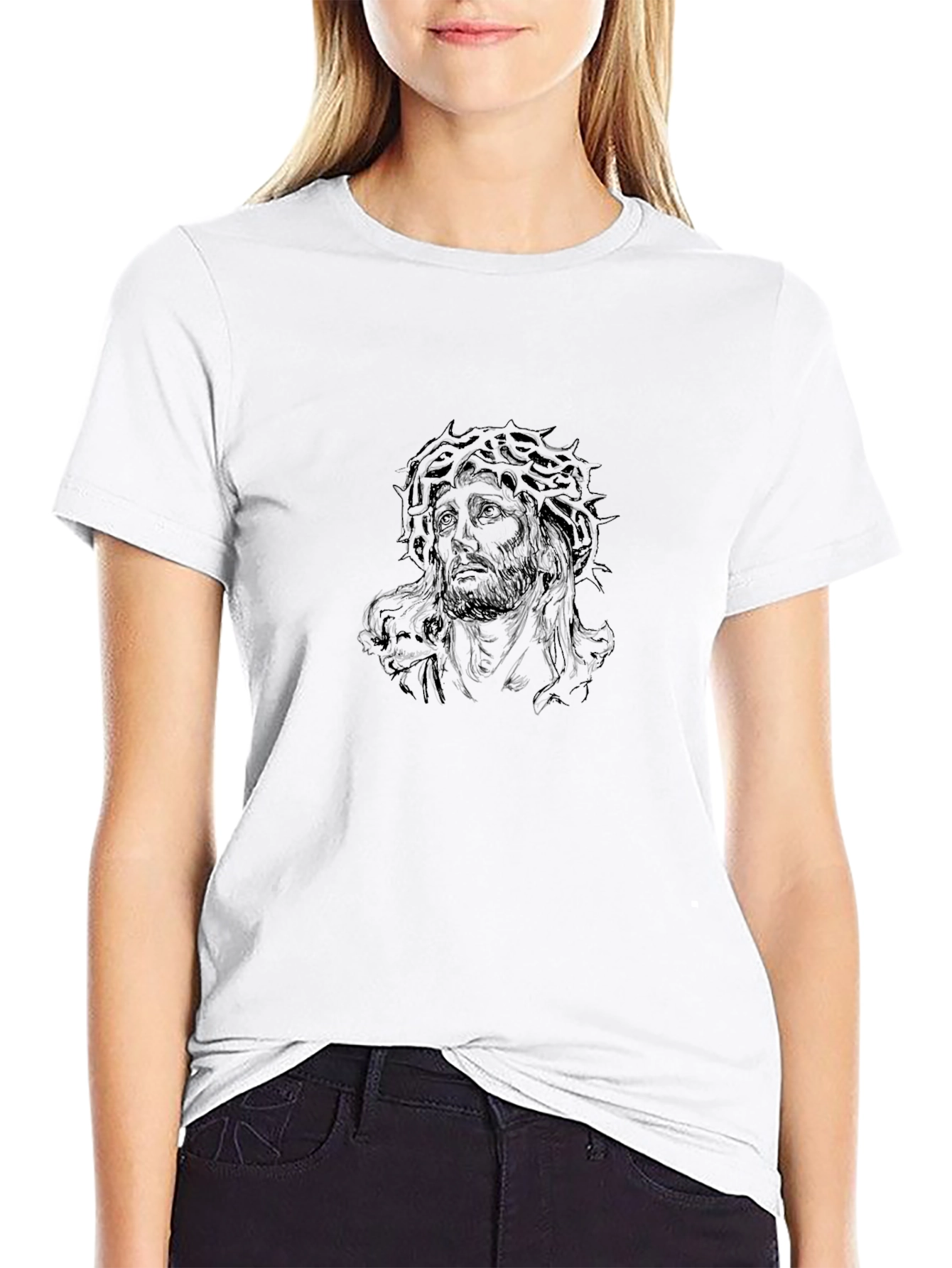 Mens Black T-Shirt Jesus Graphic Tee